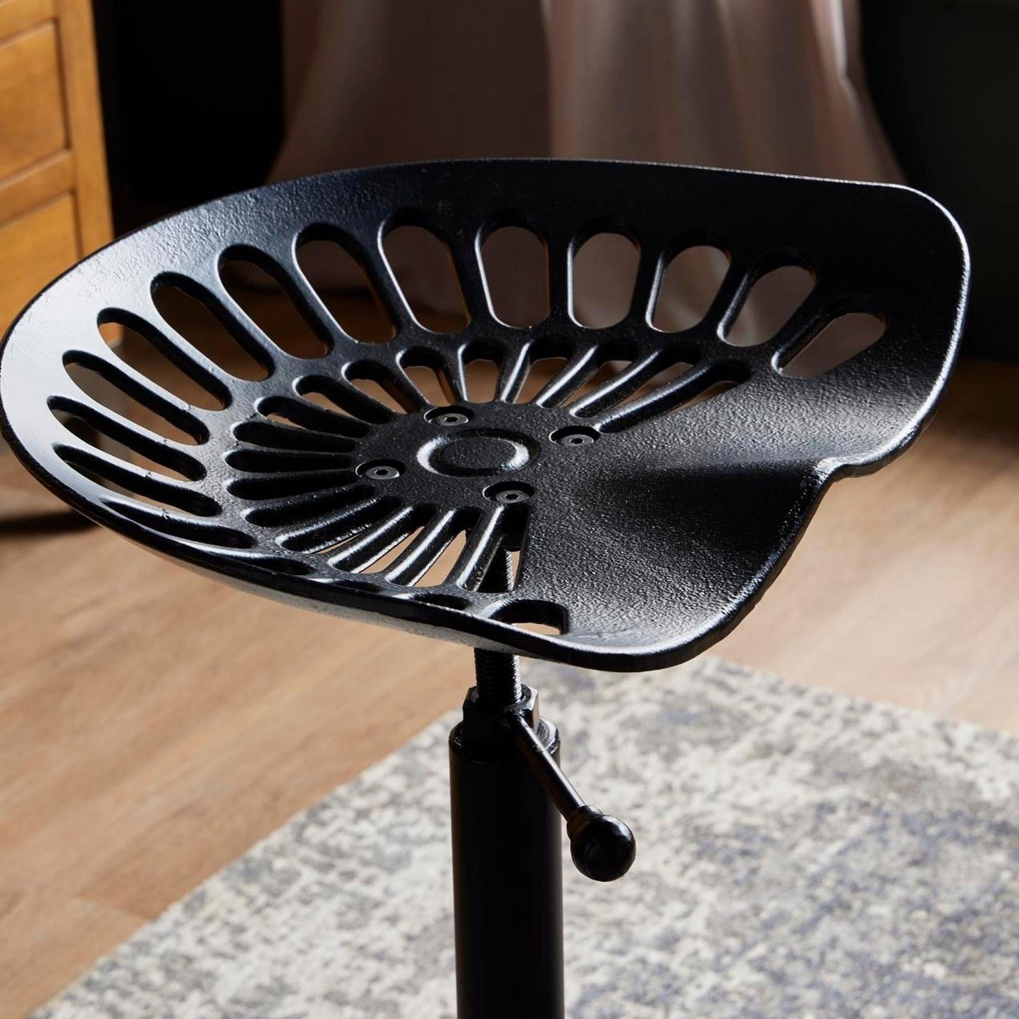 Black Industrial Style Adjustable Bar Stool