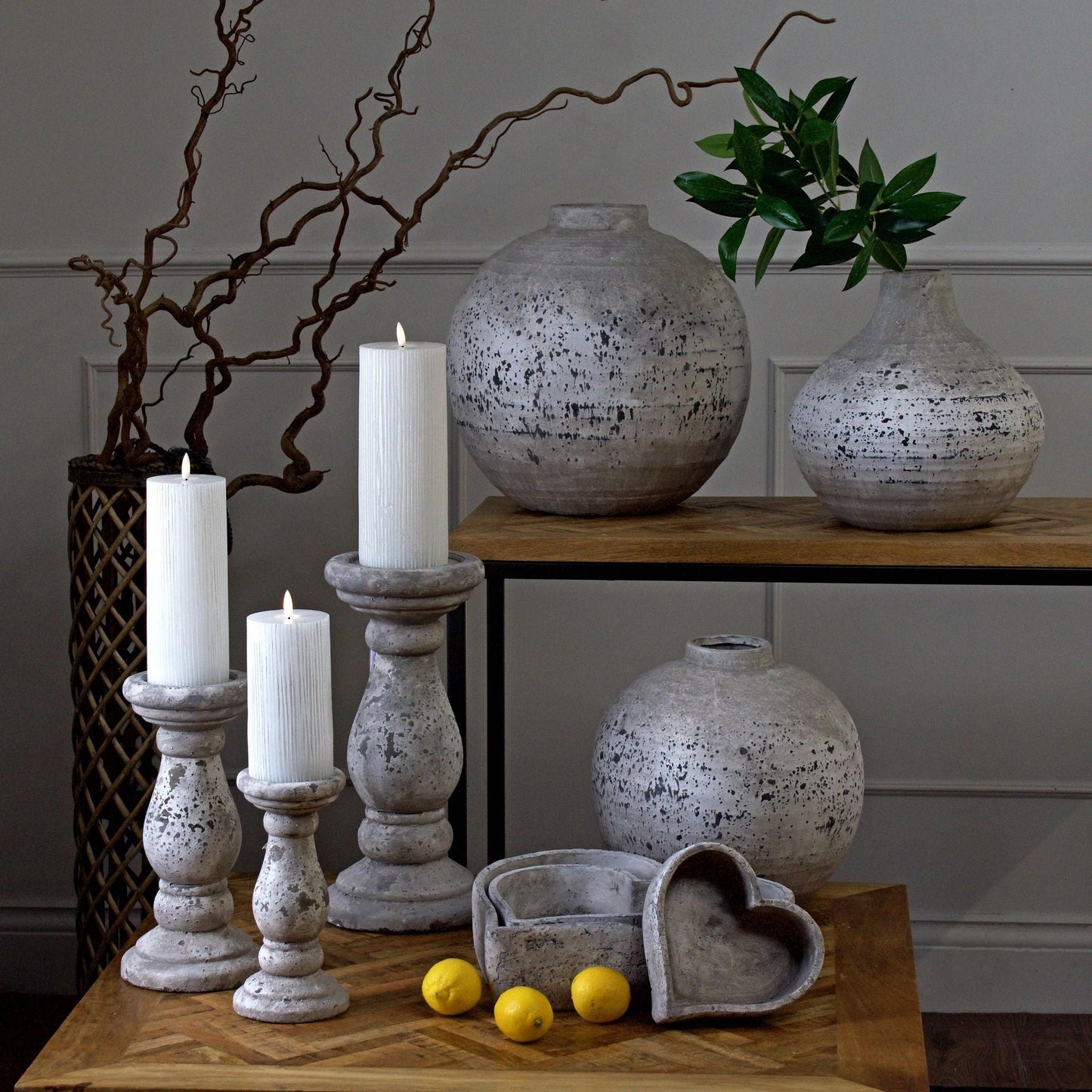 Grey Heart-Shaped Ceramic Storage Dishes