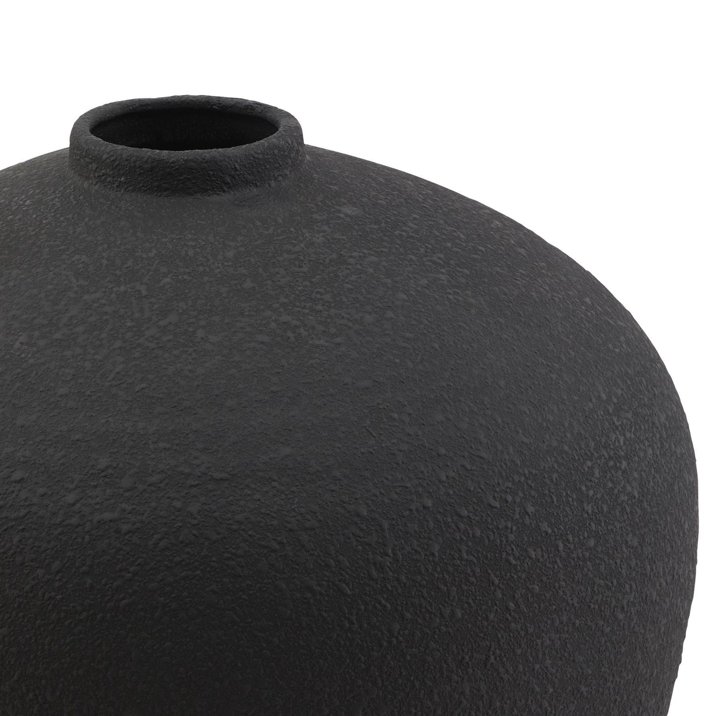 Matt Black Ceramic Rotund Vase 38x39cm - Click Style