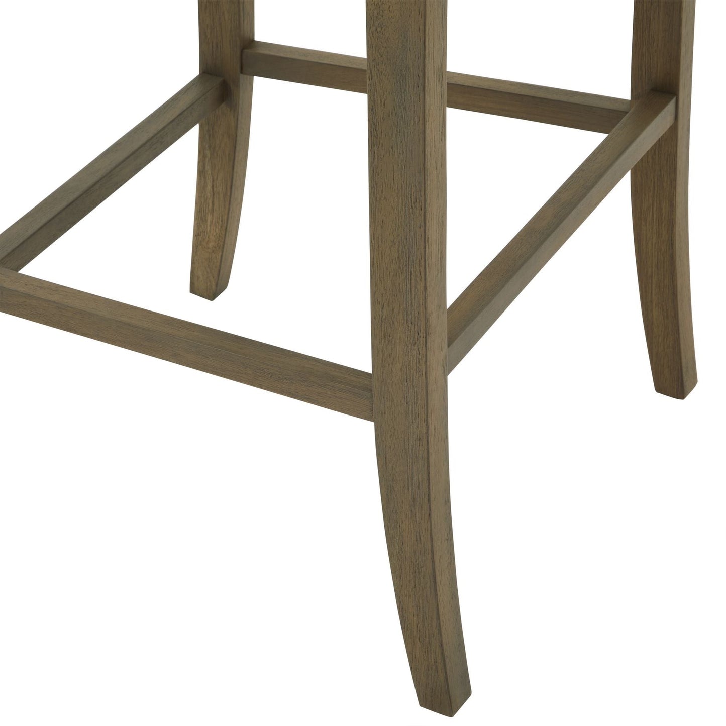 Light Grey Fabric High Back Bar Stool with Wooden Legs