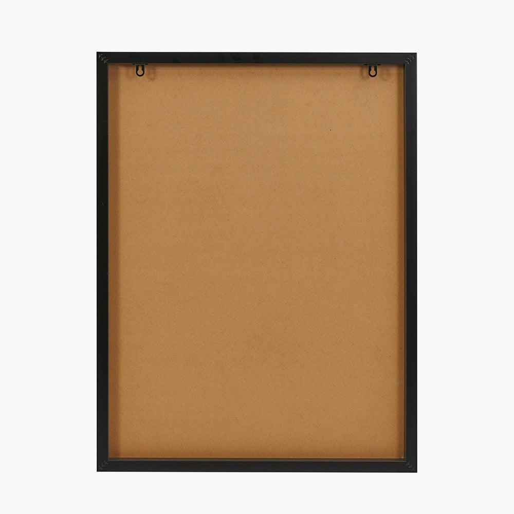 Abstract Gold & Black Canvas Wall Art Back with Fixtures – Art Deco Scandi Design with Slim Black Frame 80x60cm - Click Style