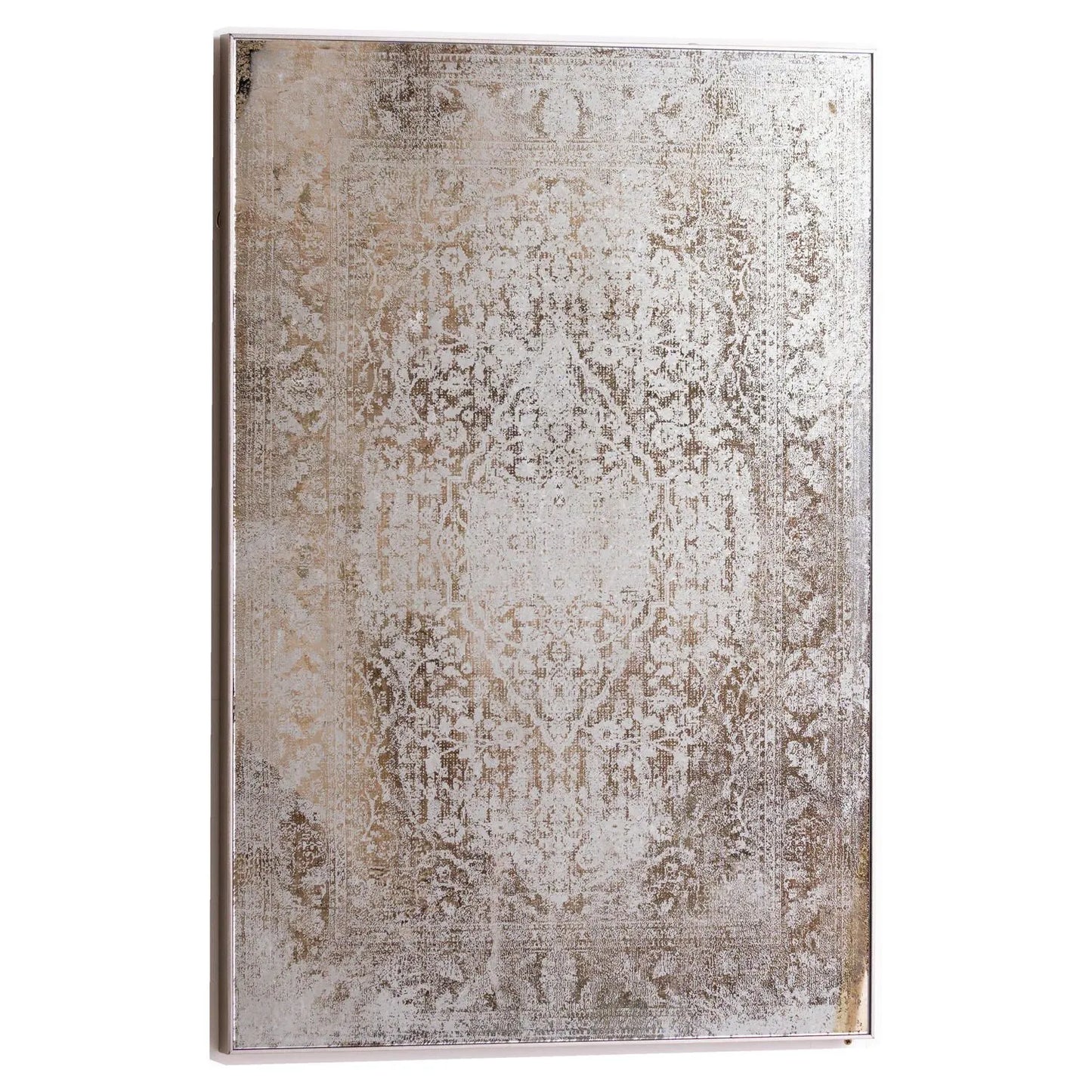 Antique Bronze Rectangular Foxed Mirrored Glass with Etched Design – Vintage Wall Decor 92x62x3cm - Click Style