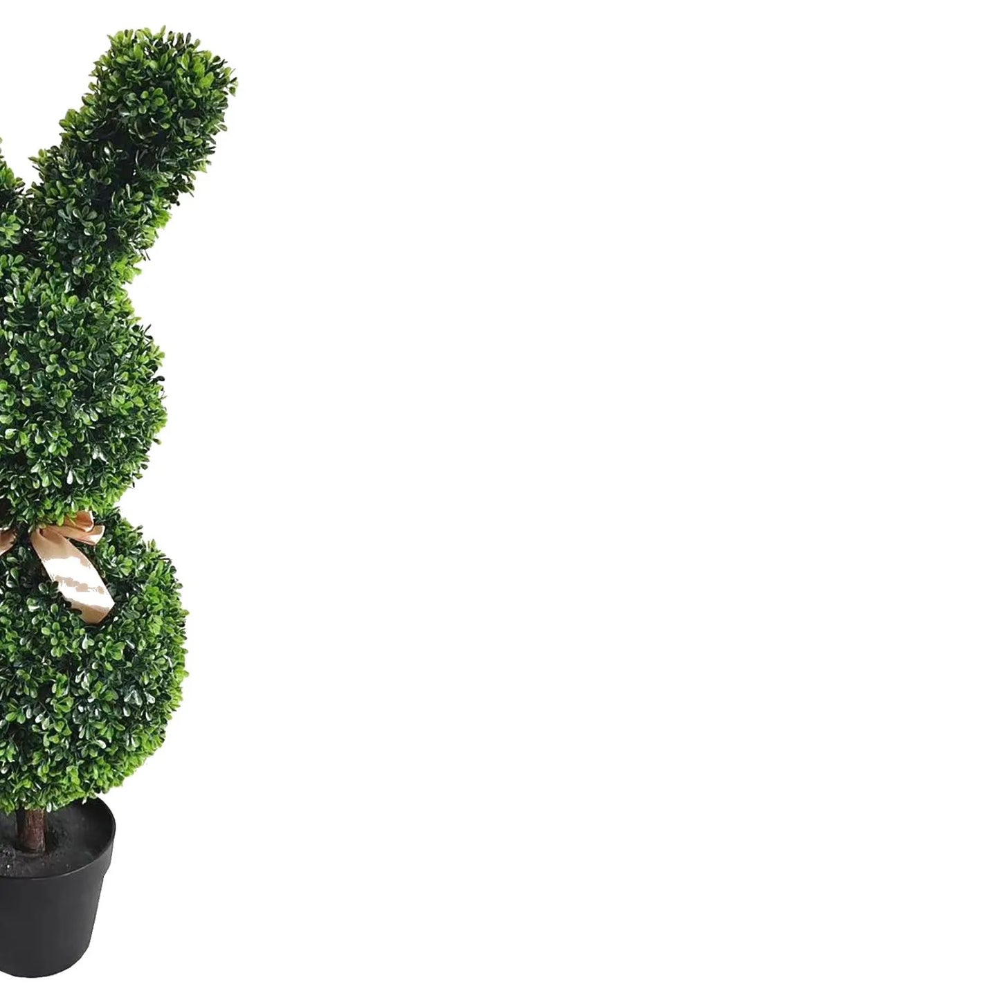 Artificial Easter Bunny Topiary Tree with Black Pot & Bow – Faux Buxus Rabbit-Shaped Decoration 90x25x20cm - Click Style