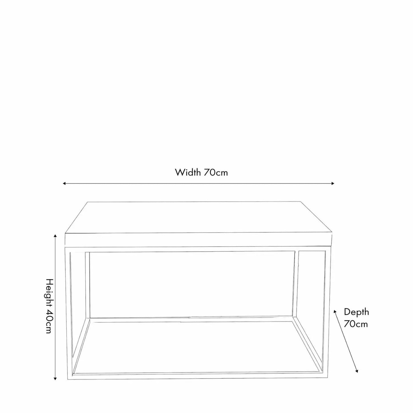 Beige Granite Square Coffee Table with Polished Stone Top & Burnished Gold Metal Open Frame Dimensions 40x70x70cm | Click Style