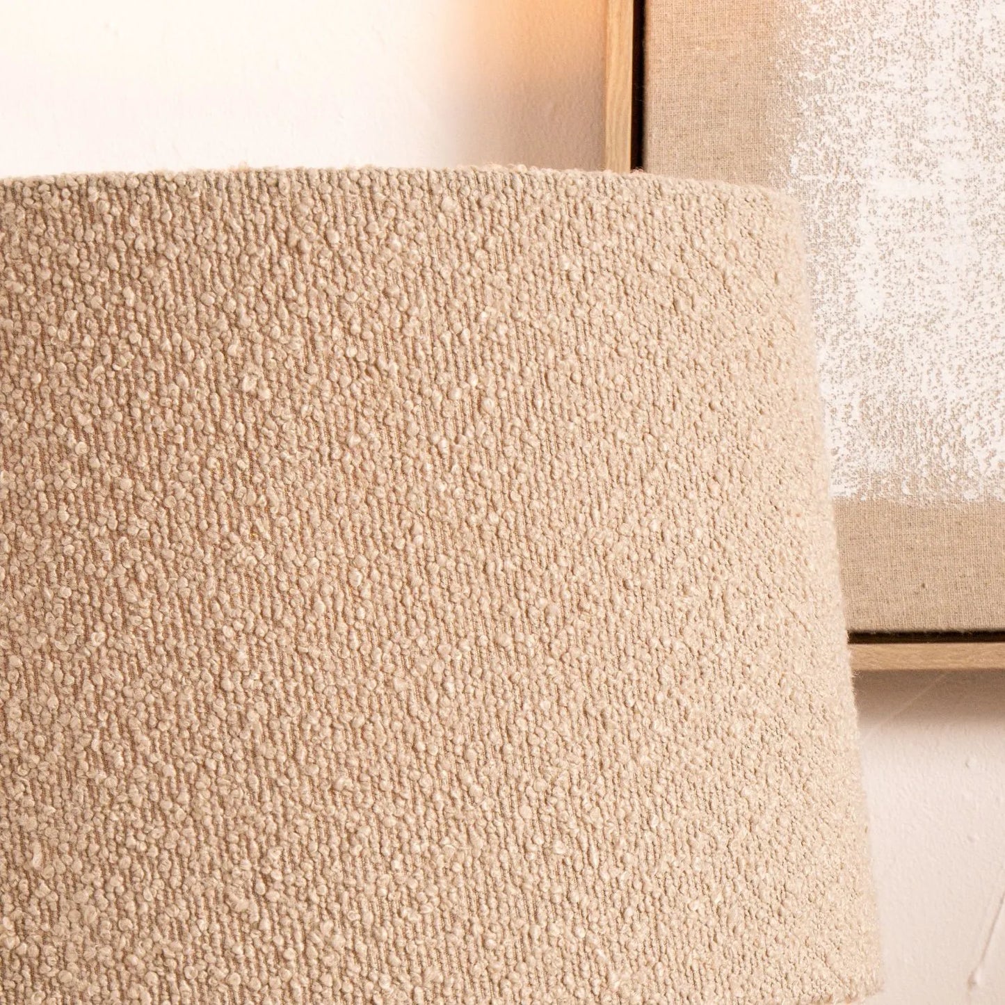 Beige Taupe Bouclé Tapered Lampshade with Teddy Textured Fabric – Cone-Shaped Light Shade for Ceiling Table & Floor Lamps 30cm/12in - Click Style
