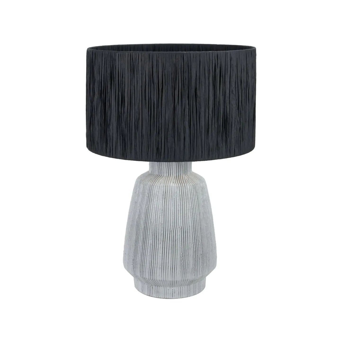 Black Raffia Drum Lampshade with Wrapped Textured Finish – Light Shade for Ceiling Table & Floor Lamps 35cm/14in - Click Style