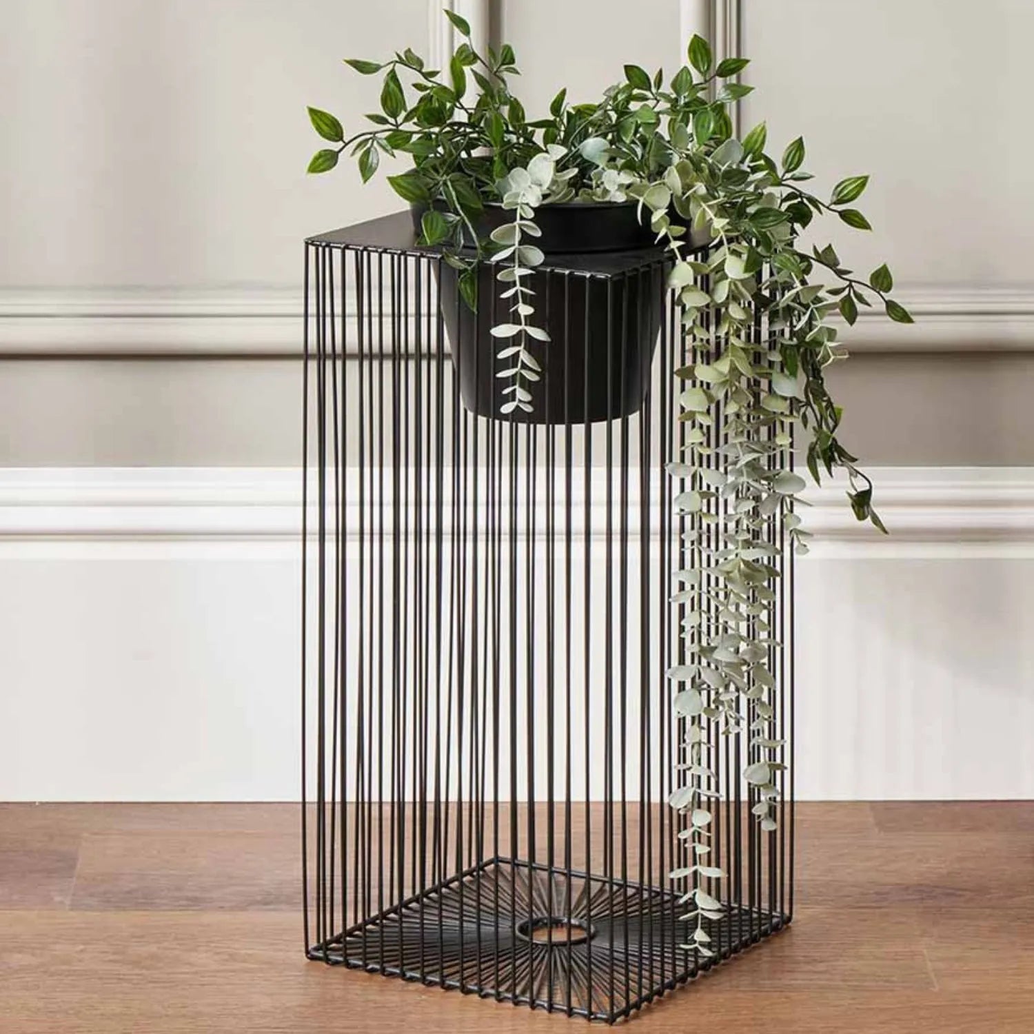 black metal plant stand with pot Black Wire Frame Planter with Pot – Modern Decorative Metal Plant Stan – Click Style