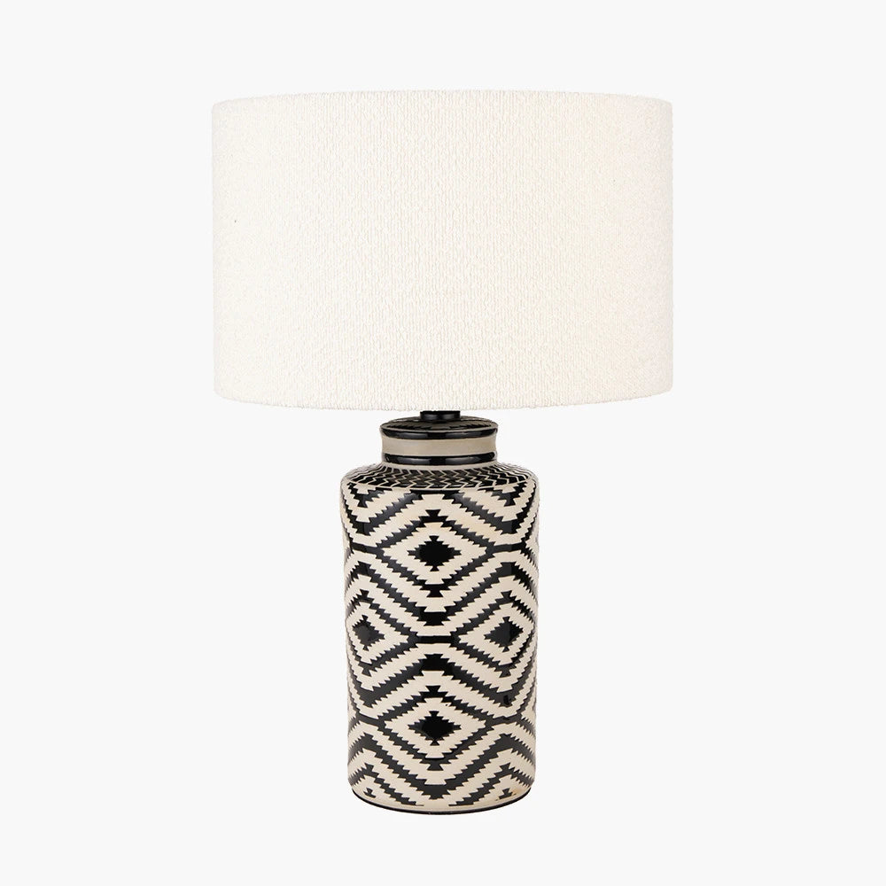 Black & White Tribal Geometric Table Lamp Base – Monochrome Decorative Lighting for Home Decor 44x18cm