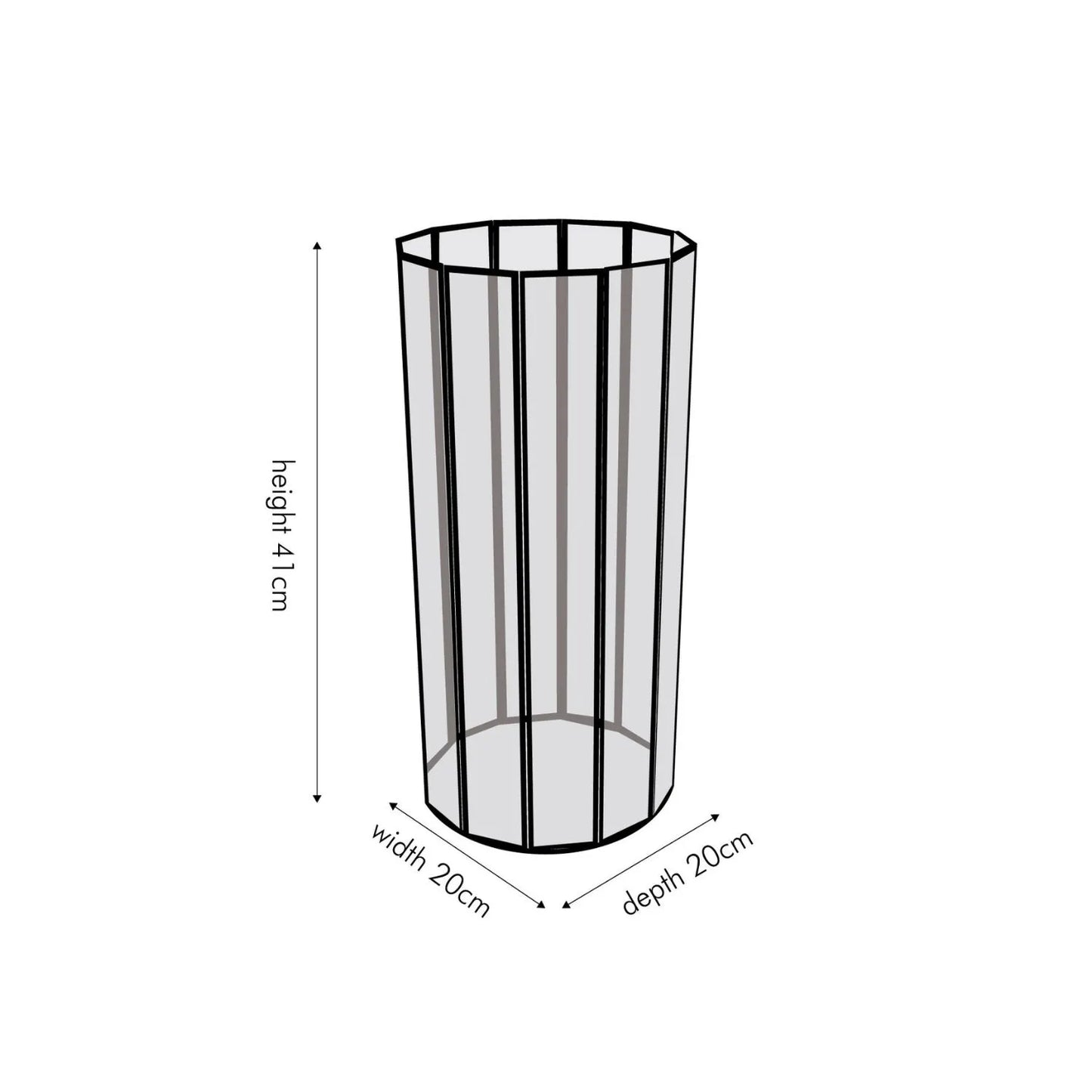 Brass Hurricane Lantern with 12-Sided Smoked Glass Panels – Decorative Candle Holder Dimensions 41x20x20cm - Click Style