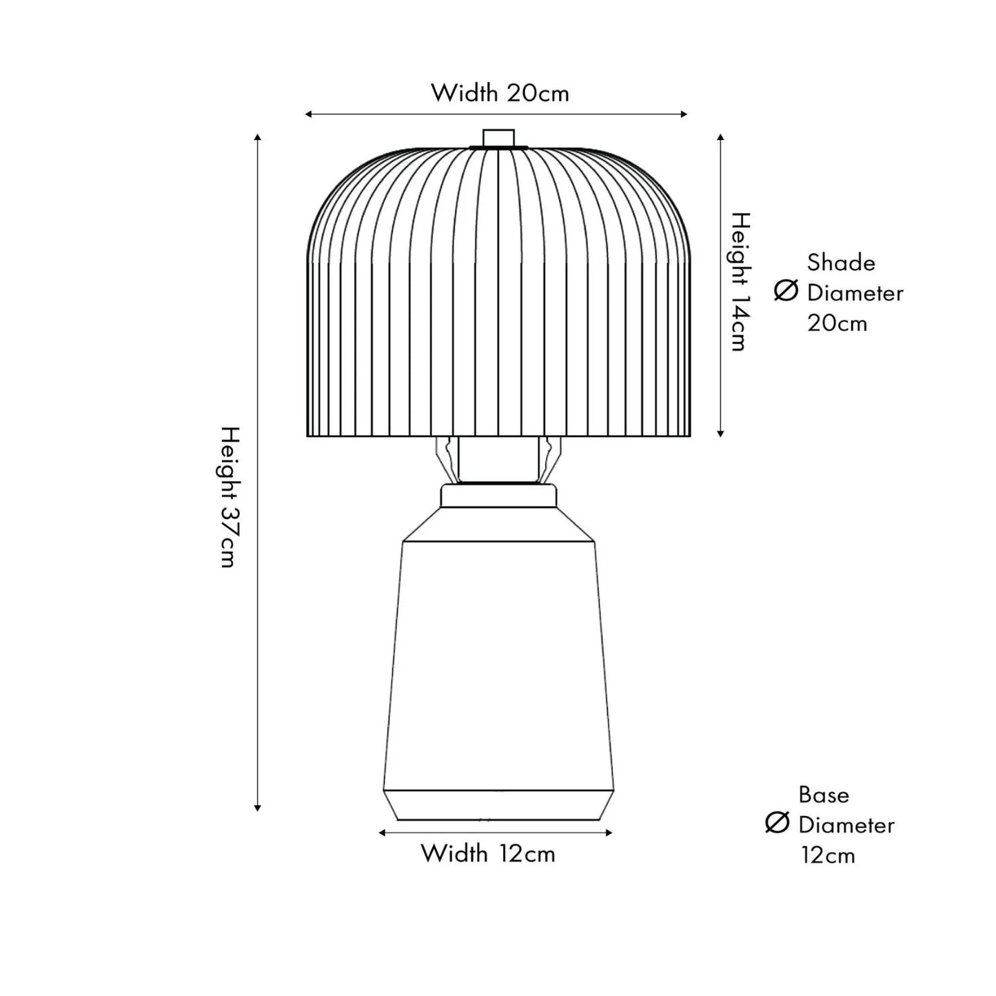Bright Green Glass Table Lamp with Dome-Shaped Ribbed Chartreuse Glass Shade & Gold Lampholder – Retro Eclectic Bedside & Side Table Light Dimensions 37x20x20cm | Click Style