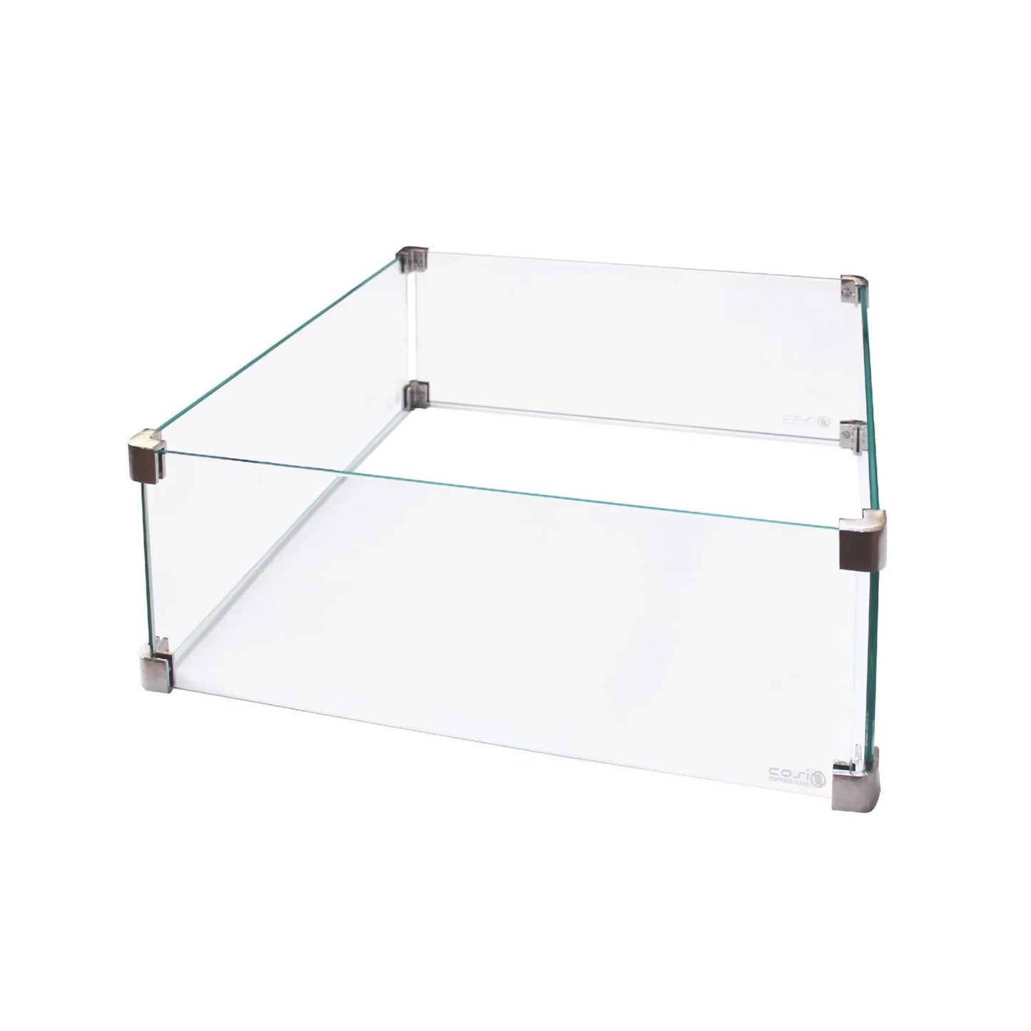 Cosiglass Square Wind Guard – Large Glass Flame Protector for Cosi Fire Pits 21x53x53cm - Click Style