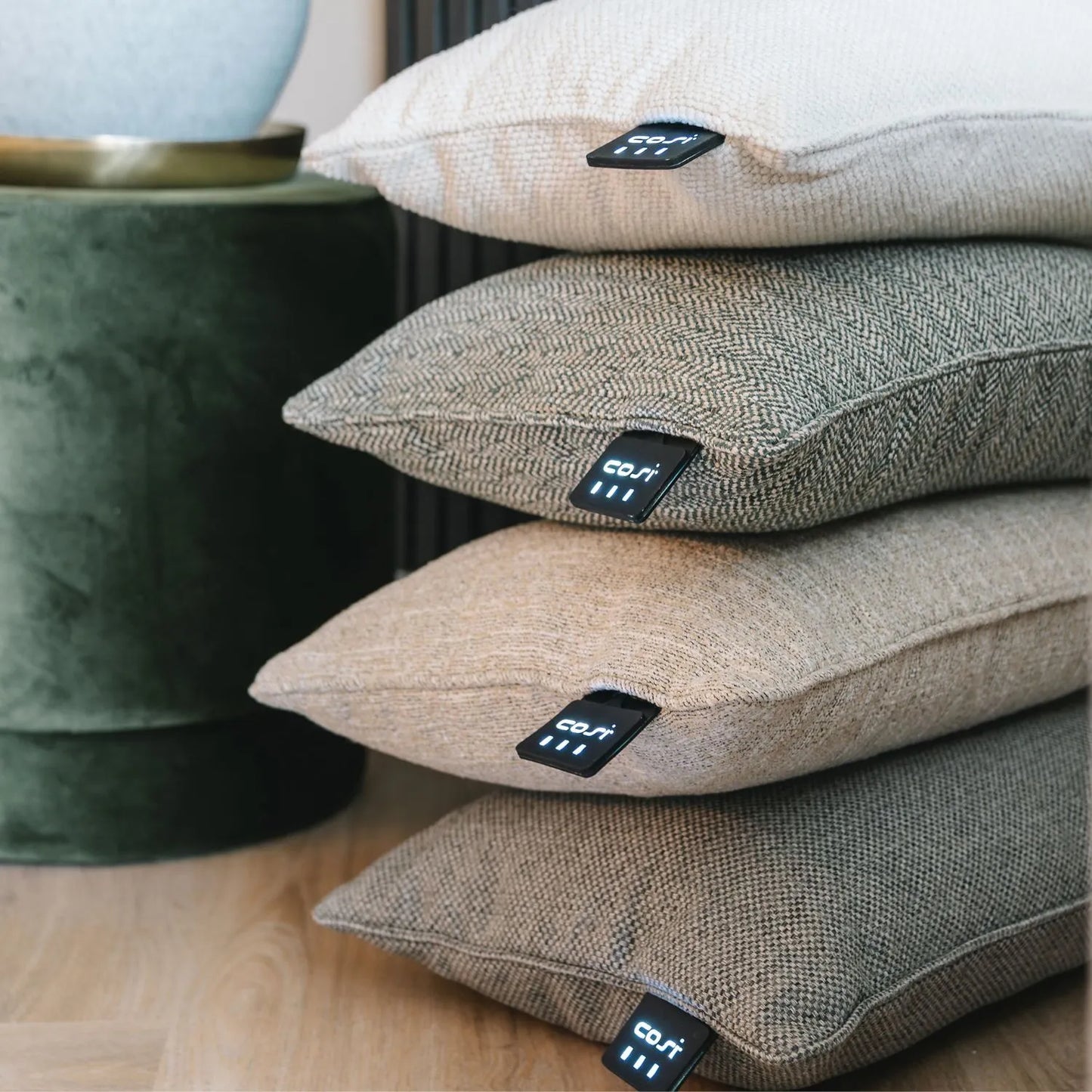 Cosipillow Grey Heated Indoor & Outdoor Square Cushion Pillow with Infrared Heating & Rechargeable Battery 50x50x17cm - Click Style