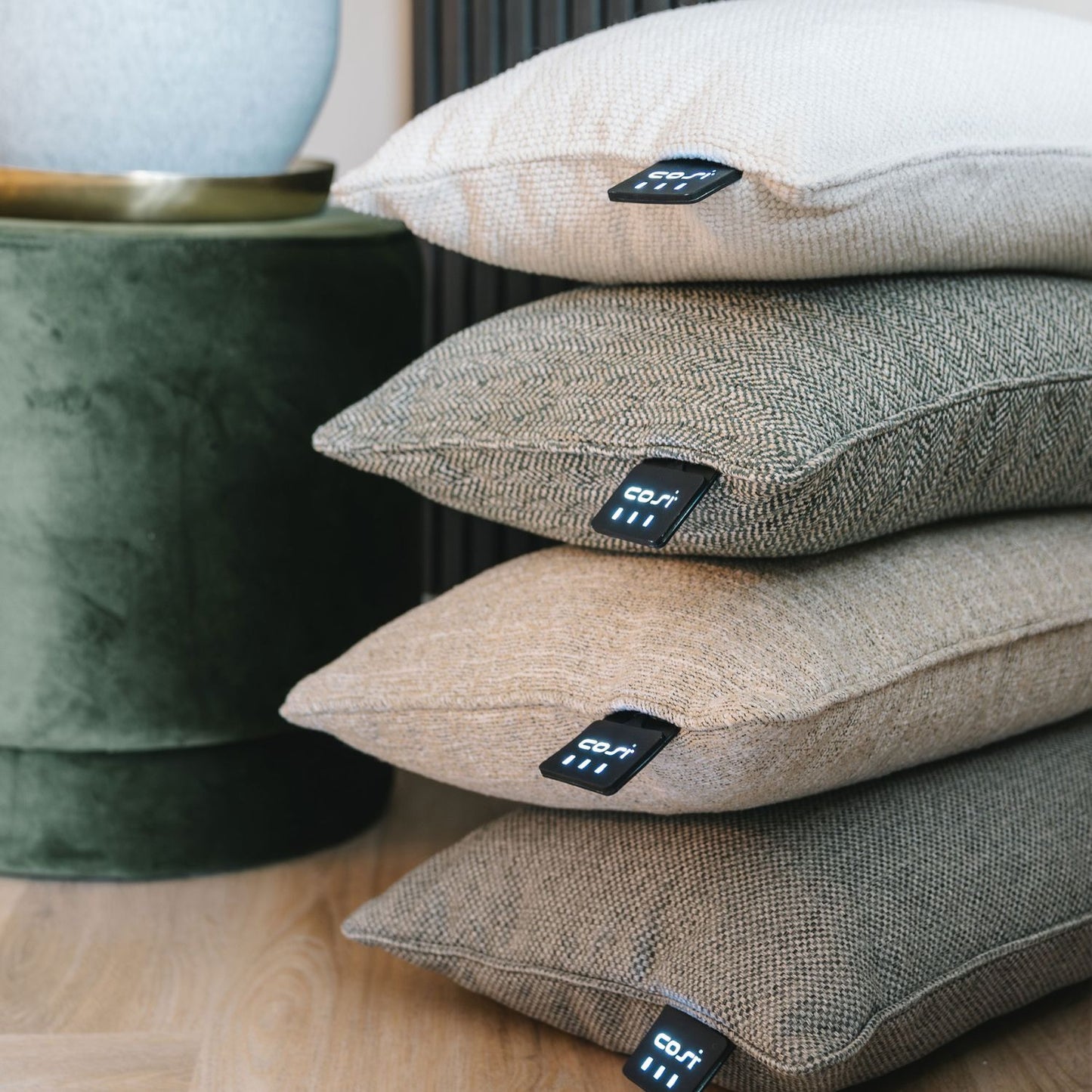 Cosipillow Cream Boucle Heated Indoor & Outdoor Rectangular Cushion Pillow with Infrared Heating & Rechargeable Battery 60x40x17cm - Click Style