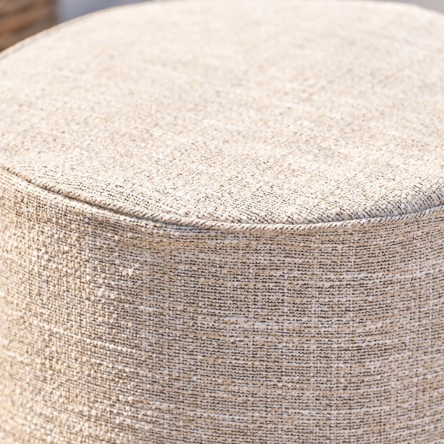 Cosipouf Neutral Beige Heated Pouffe Footstool – Indoor & Outdoor Round Seat with Infrared Heating & Rechargeable Battery Ø45xH45cm - Click Style