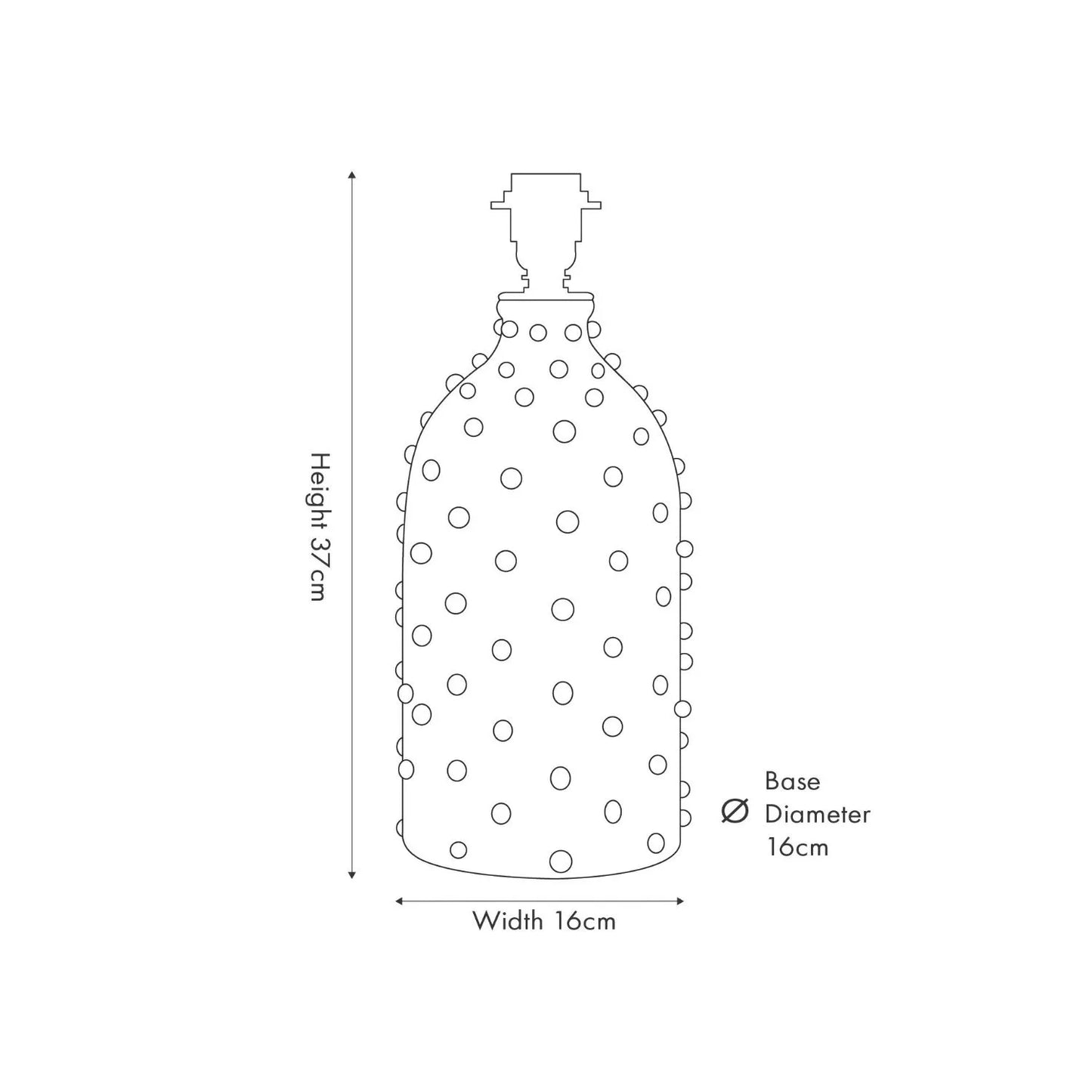 Dark Grey Bobbled Ceramic Table Lamp Base with Rustic Stoneware-Style Finish – Bottle-Shaped Earthenware Design Dimensions 37x16x16cm - Click Style