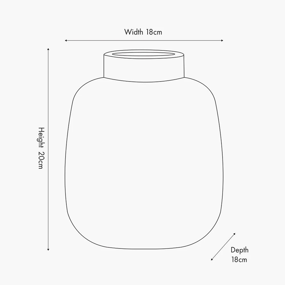 Dark Grey Concrete-Effect Stoneware Squat Vase Dimensions – Modern Decorative Vase for Home Decor 20x18cm - Click Style