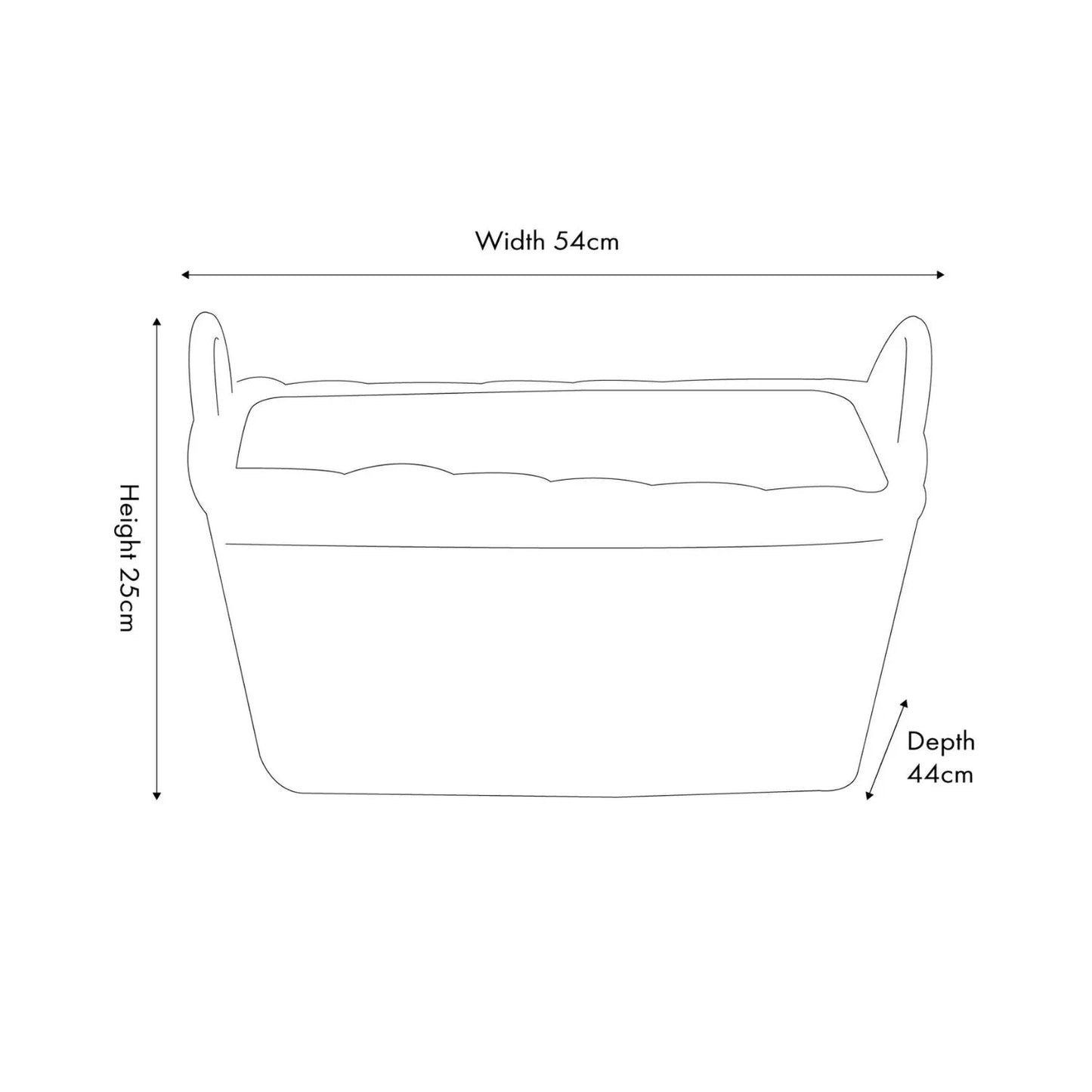 Grey Kubu Rectangular Laundry Basket with Handles & Linen Lining Dimensions – Decorative Storage for Home Organisation 25x54x44cm - Click Style