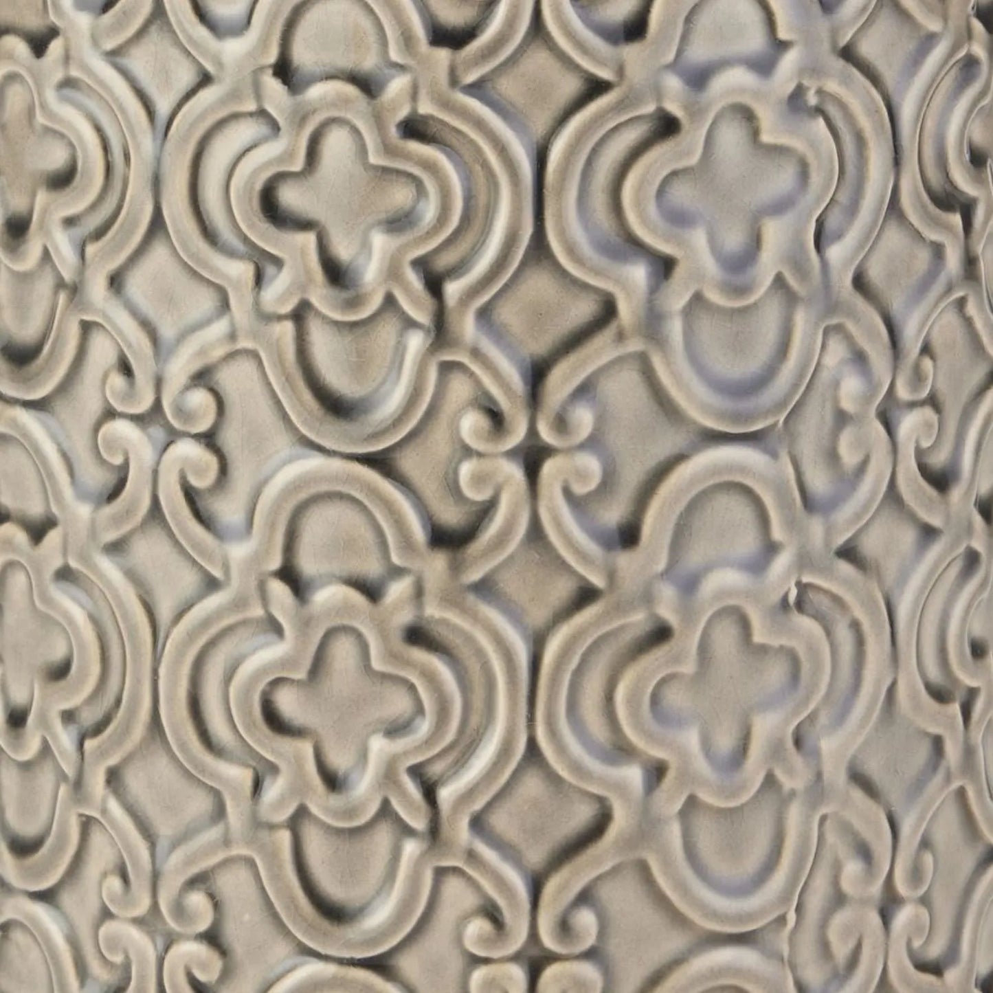 Grey Moroccan-Inspired Ceramic Ginger Jar with Lid – Tall Embossed Decorative Storage Jar for Home Decor 27x20cm - Click Style