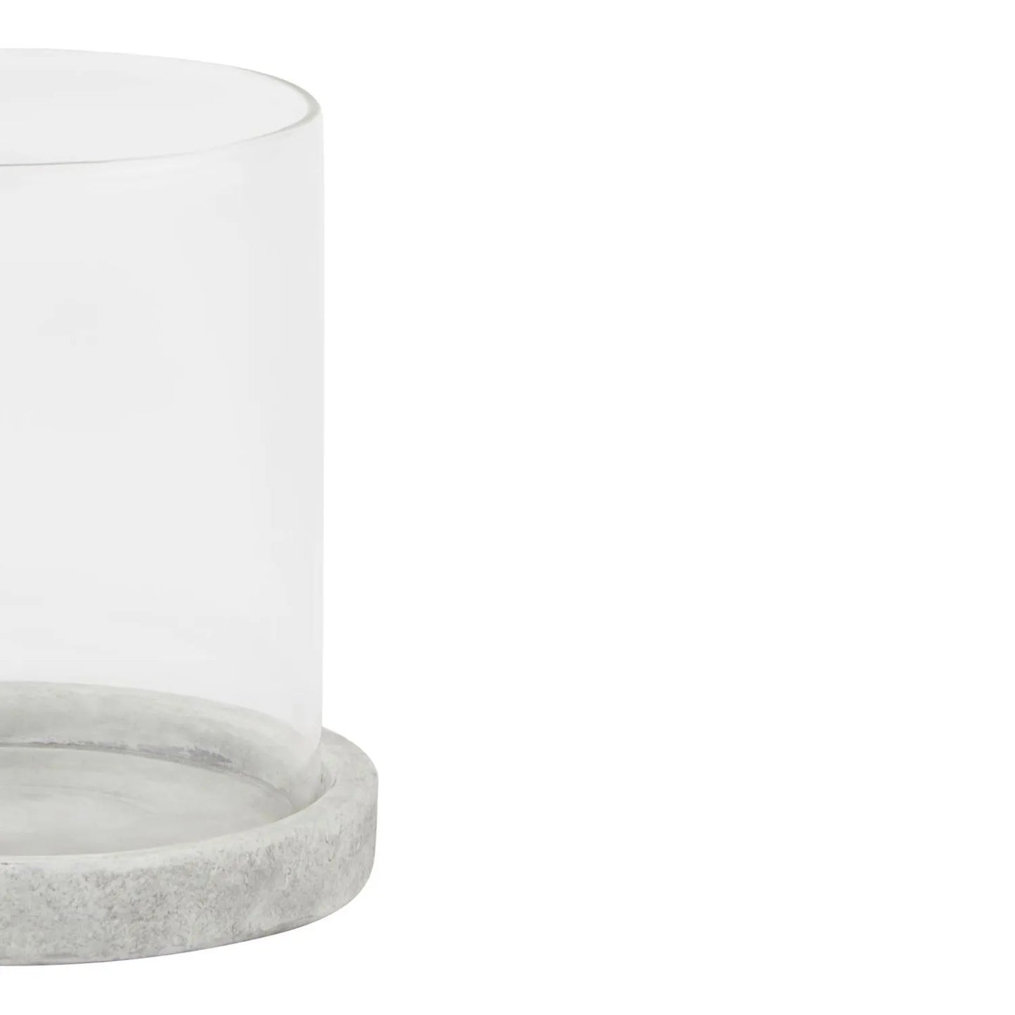 Grey Stone-Effect Candle Holder with Glass Hurricane – Textured Ceramic Lantern 14x14x14cm - Click Style