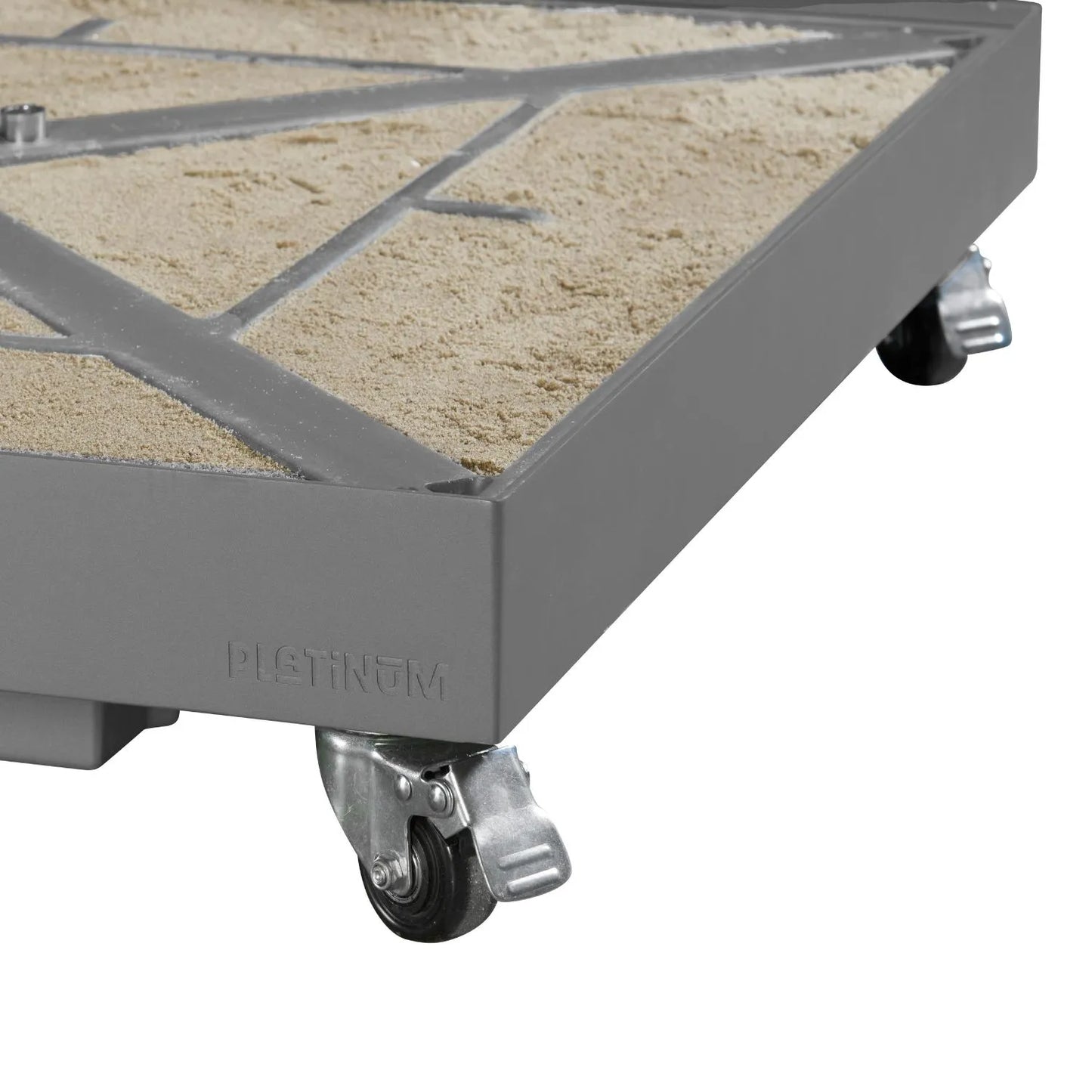 Platinum Grey Wheeled Parasol Base with Ceramic Finish – Fillable with Sand to 90kg for Garden Cantilever Parasols - Click Style