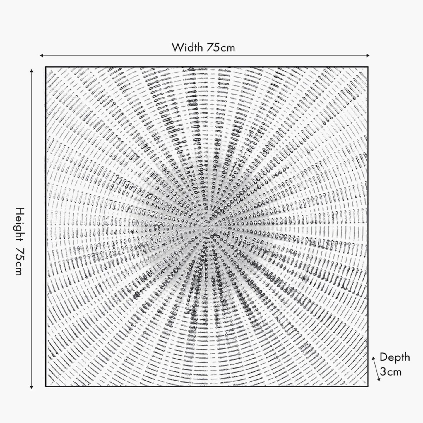 Grey & Gold Metal Sunburst Wall Art Dimensions – Modern Square Decorative Artwork for Home Decor 75x75cm - Click Style