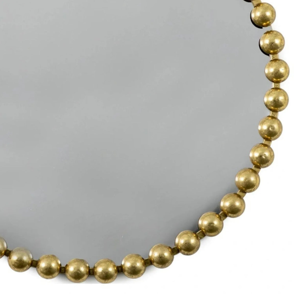 Large Round Gold Bobbin Wall Mirror with Raised Bobbin Frame – 80cm Decorative Statement Mirror 80x80x5cm – Lower Gold Bobbin Frame Close-Up | Click Style
