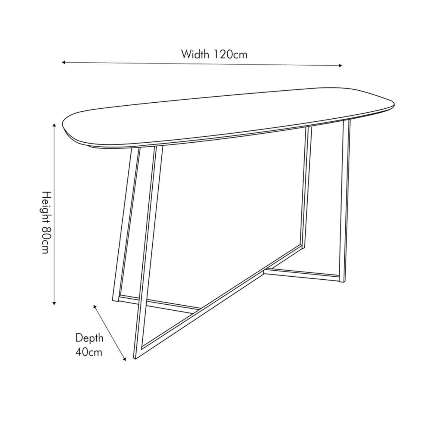 Light Grey Oak Veneer Slim Console Table with Curved Edges & Tapered Black Metal Legs – Scandinavian Narrow Hallway Table Dimensions H80xW120xD20cm – Modern Grey Oak with Black Steel Frame | Click Style
