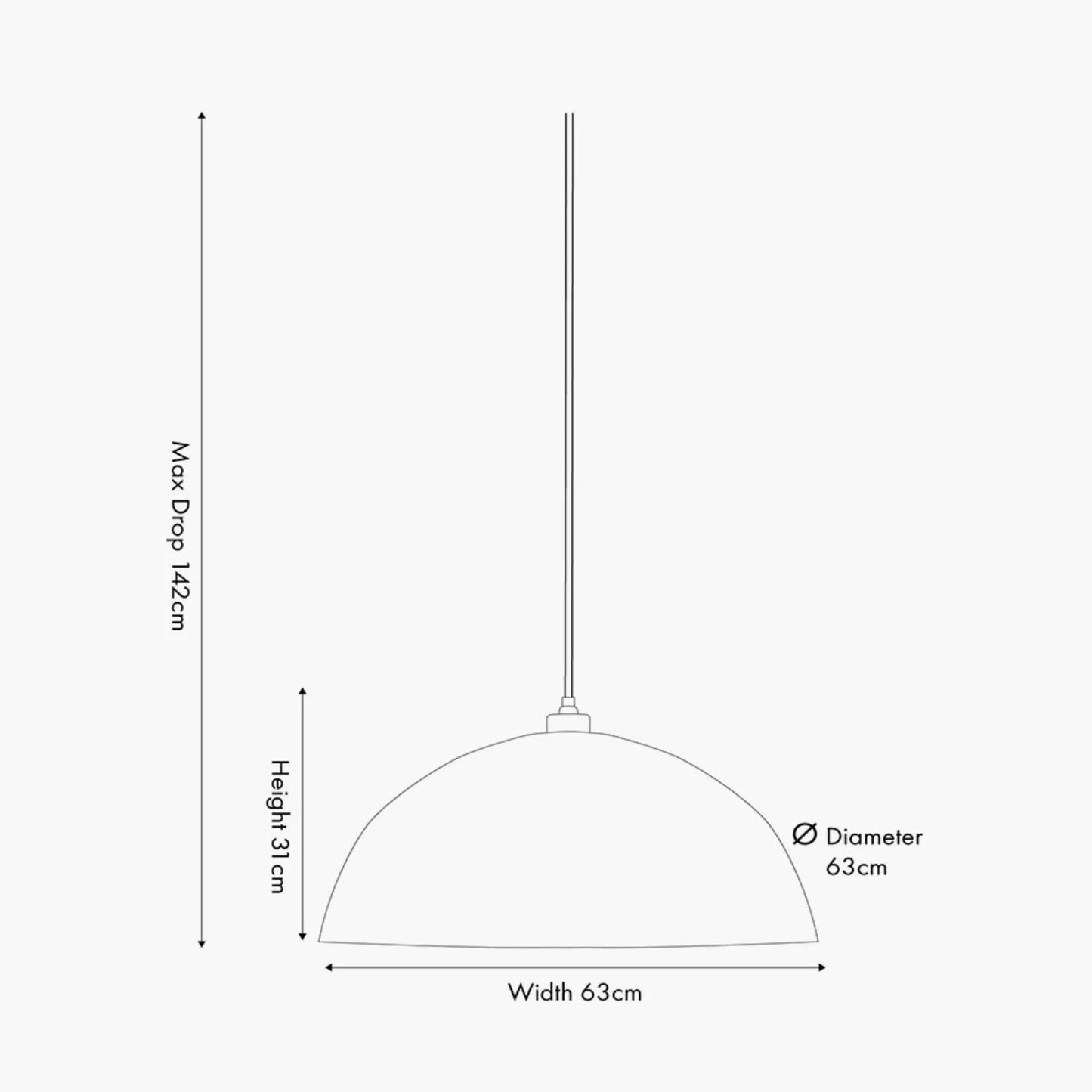 Matt Black & Gold Leaf Large Domed Metal Industrial Pendant Light With Black Fabric Cable – Adjustable Dimmable Ceiling Light Dimensions 142x63x63cm | Click Style