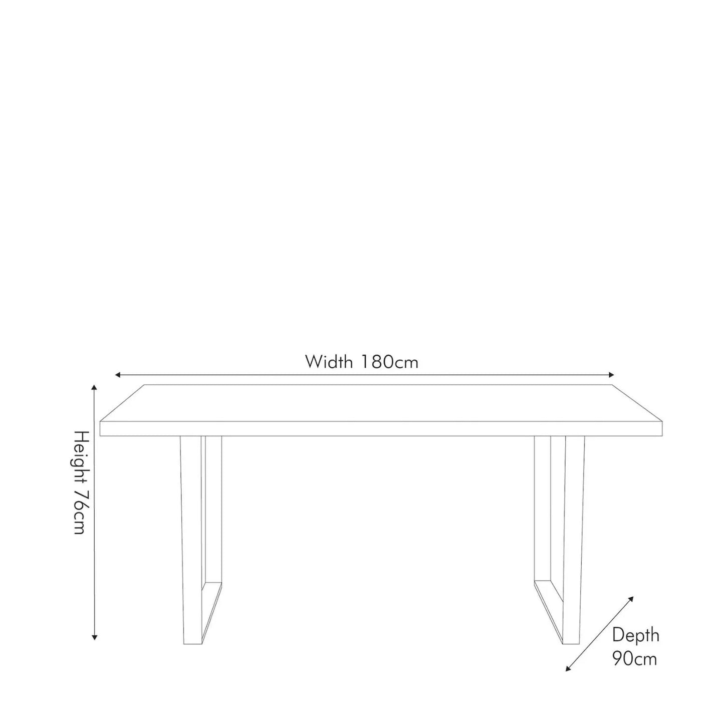 Modern Scandi Sand-Wash Acacia Wood Dining Table With Black Metal Legs – Textured 6-Seater Wooden Dining Table Dimensions 180x90x76cm | Click Style