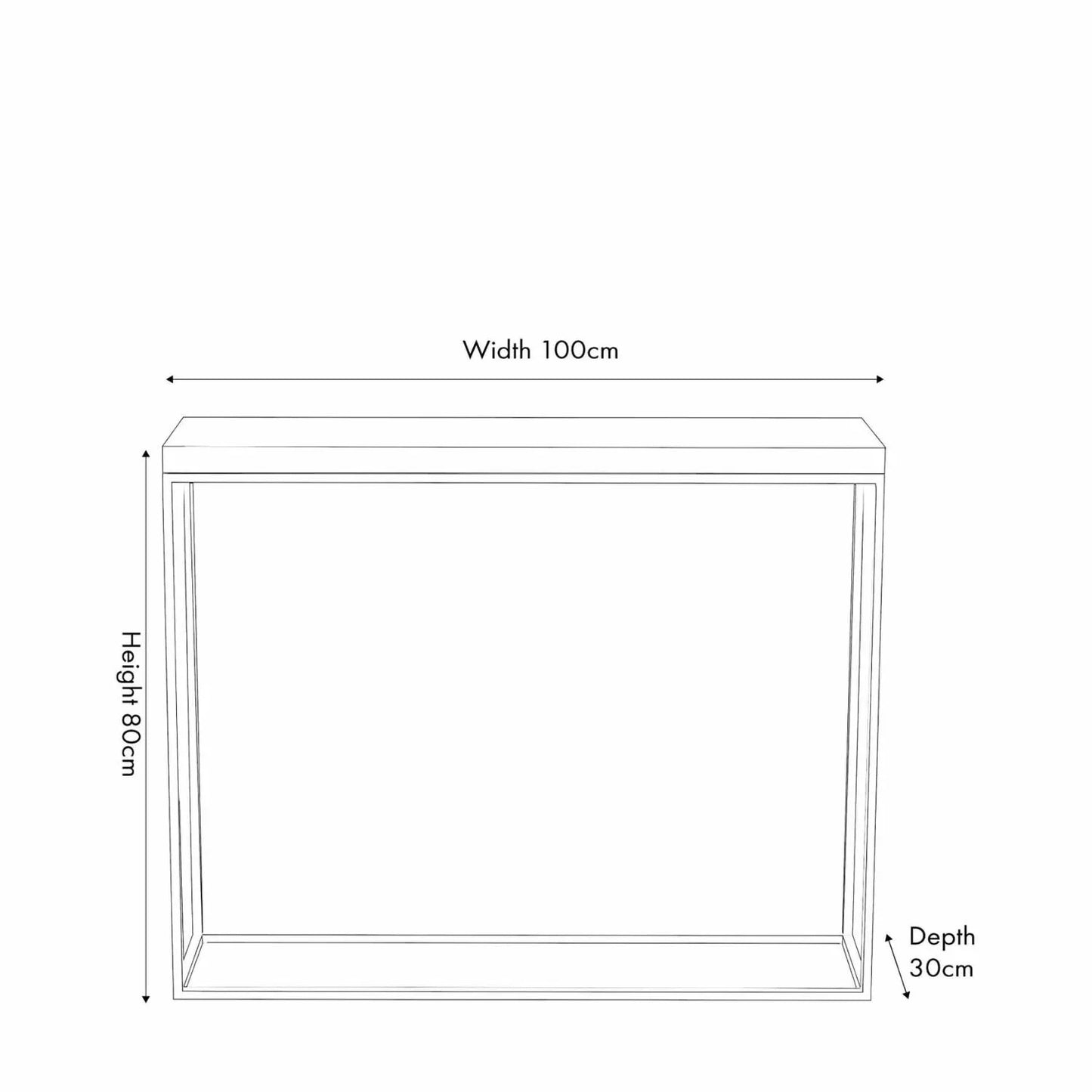 Narrow Beige Granite Console Table with Burnished Gold Metal Open Frame – Slim Modern Stone-Top Hallway Table Dimensions 80x100x30cm | Polished Granite Top | Click Style