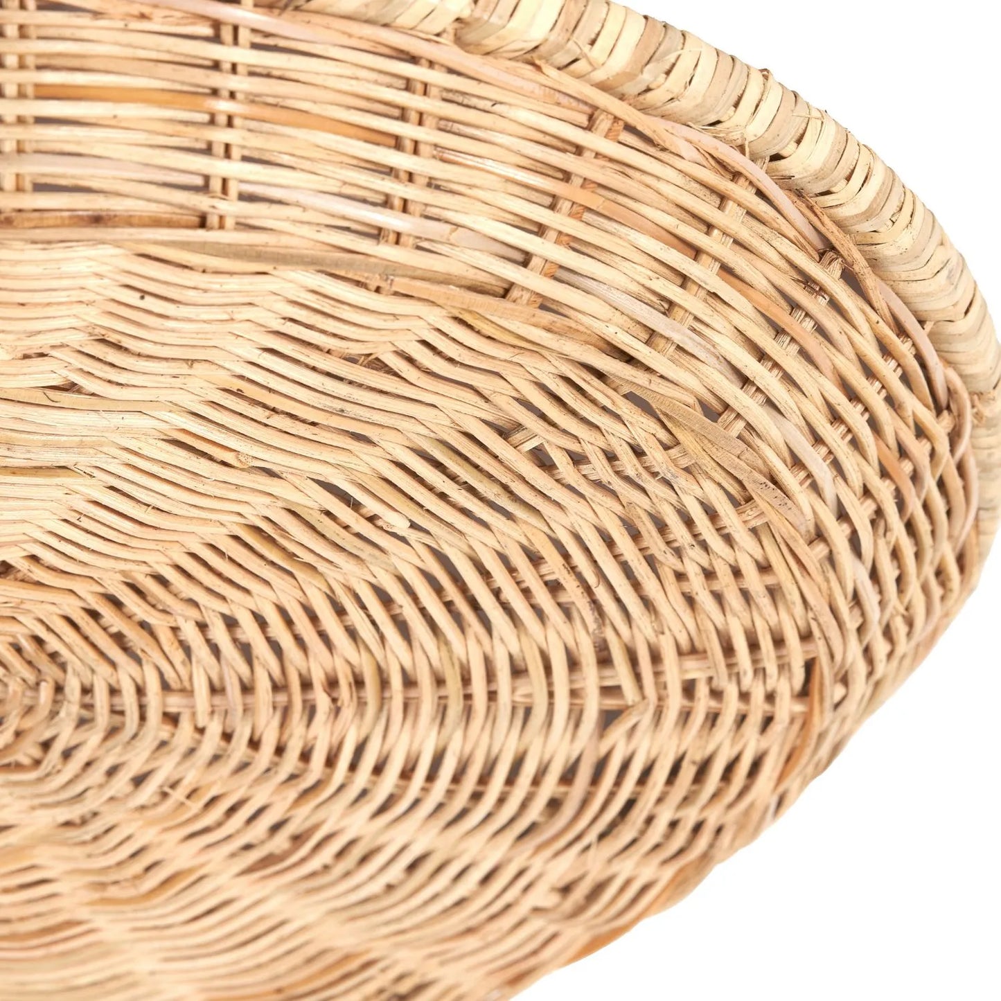 Natural Rattan Round Basket Tray – Decorative Woven Serving Tray for Storage & Organisation 43x43x5cm - Click Style