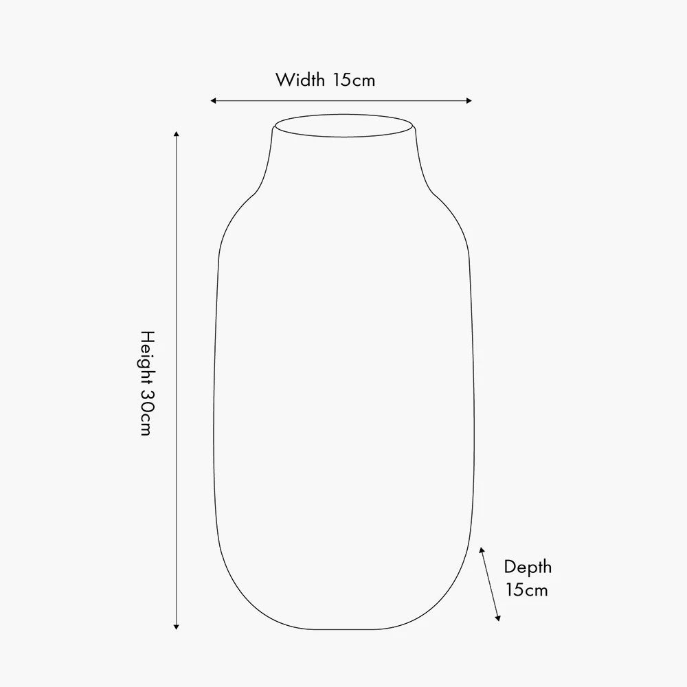 Neutral Scandi Ombre Ribbed Stoneware Vase Dimensions – Natural & White Textured Decorative Vase for Home Decor 30x15cm - Click Style