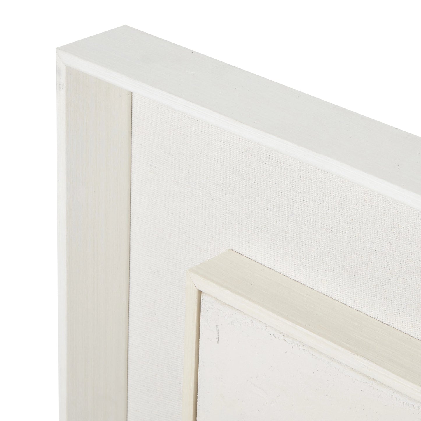 Neutral Square Leaf Canvas Wall Art - Framed Painting with Layered White Frame, 100x100cm - Click Style