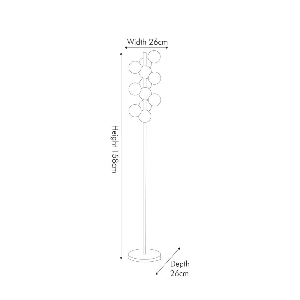 Pearlescent Glass Orb Gold Floor Lamp Dimensions – Modern Floor-Standing Lamp for Home Decor 158x26x26cm - Click Style