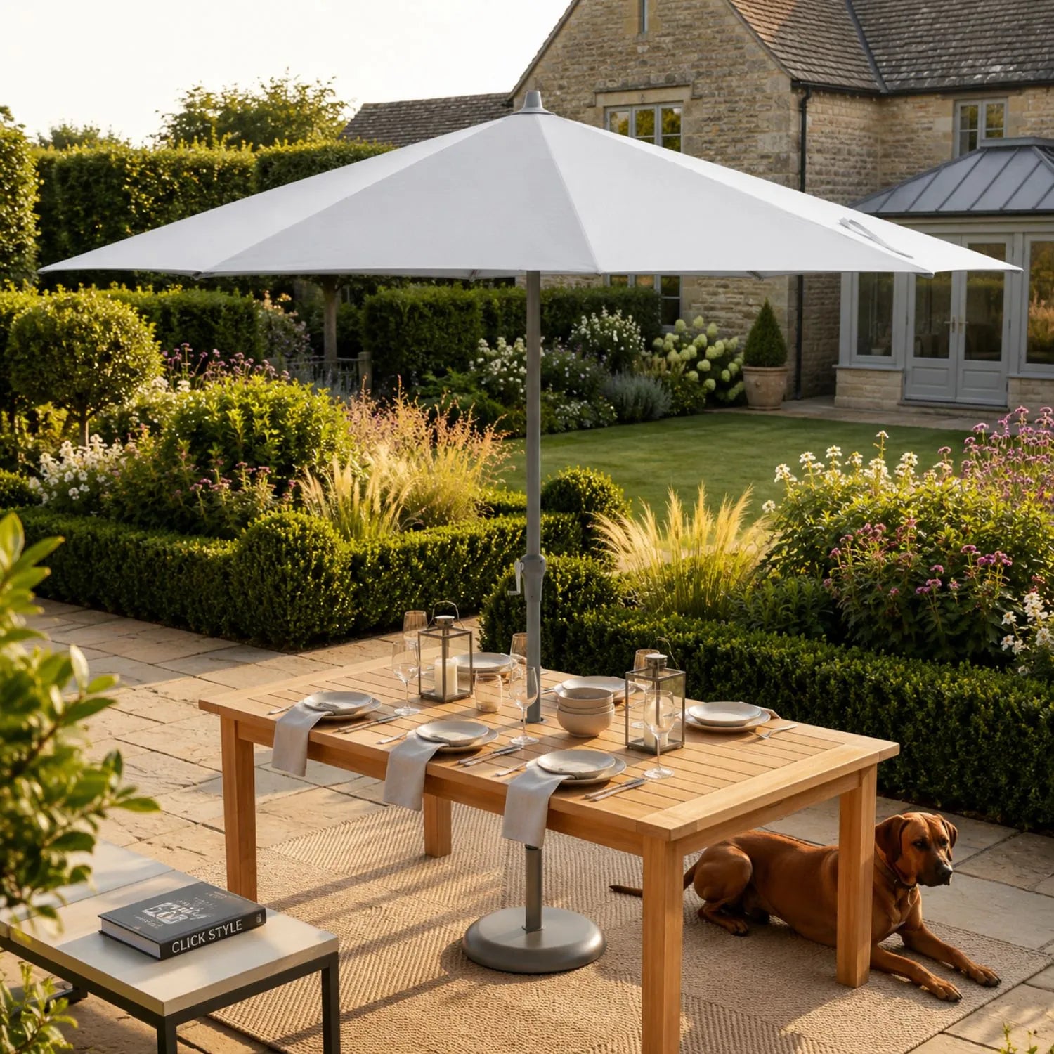 Platinum Riva 3.5m Round Light Grey Garden Parasol