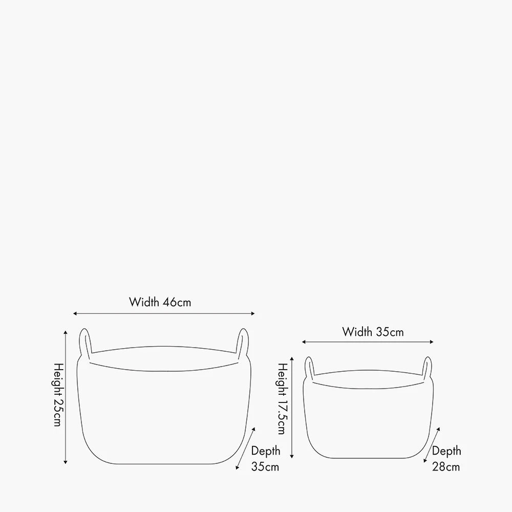 Set of Two Grey Kubu Rattan Oval Baskets with Handles Dimensions – Decorative Storage for Home Organisation - Click Style - Click Style