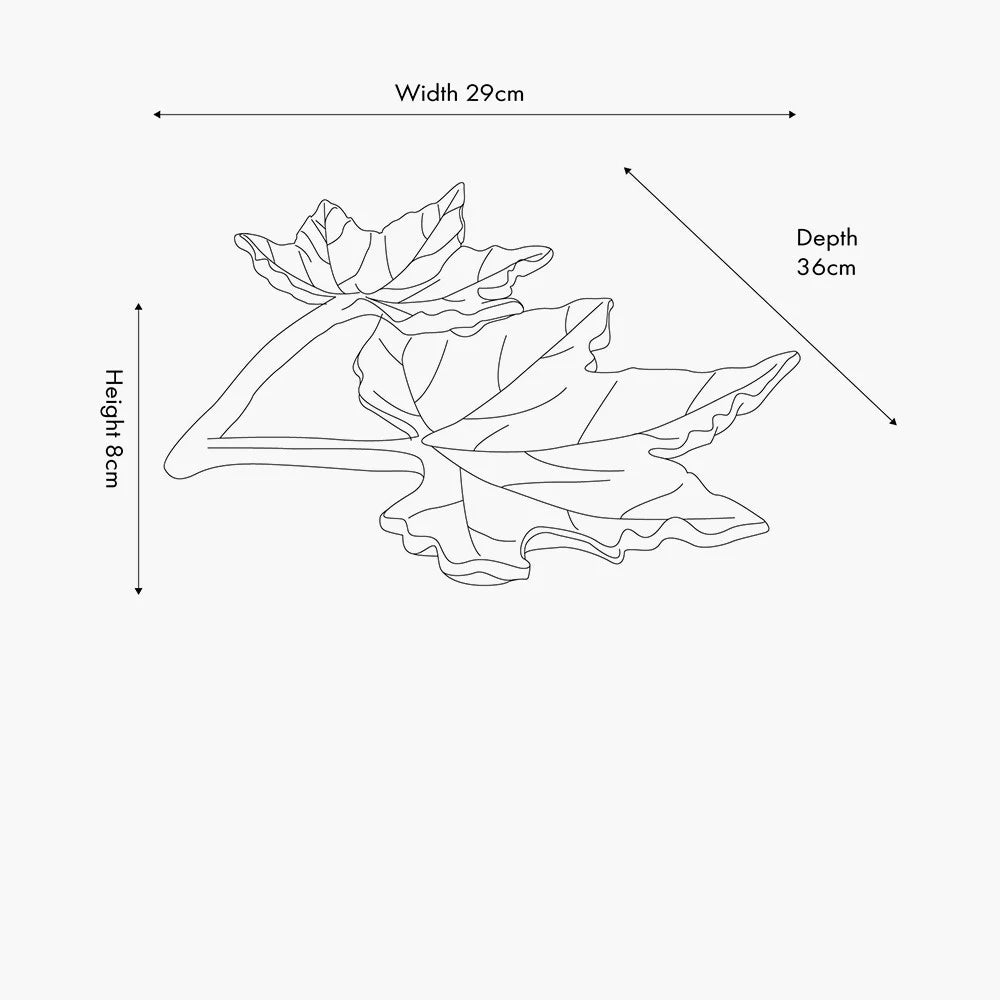 Silver Metal Double Oak Leaf Bowl Dimensions – Decorative Hand-Finished Centrepiece for Home Decor 36X8cm - Click Style