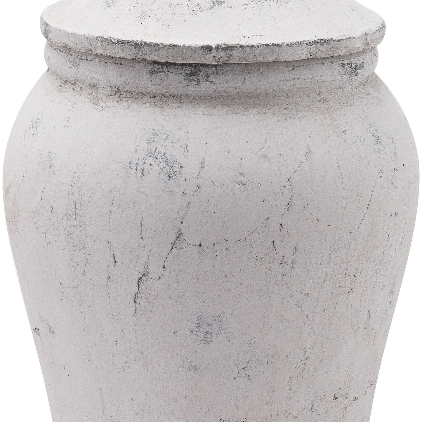 Stone-Coloured Ceramic Ginger Jar with Lid – Decorative Neutral Vase for Home Decor 29x24cm - Click Style