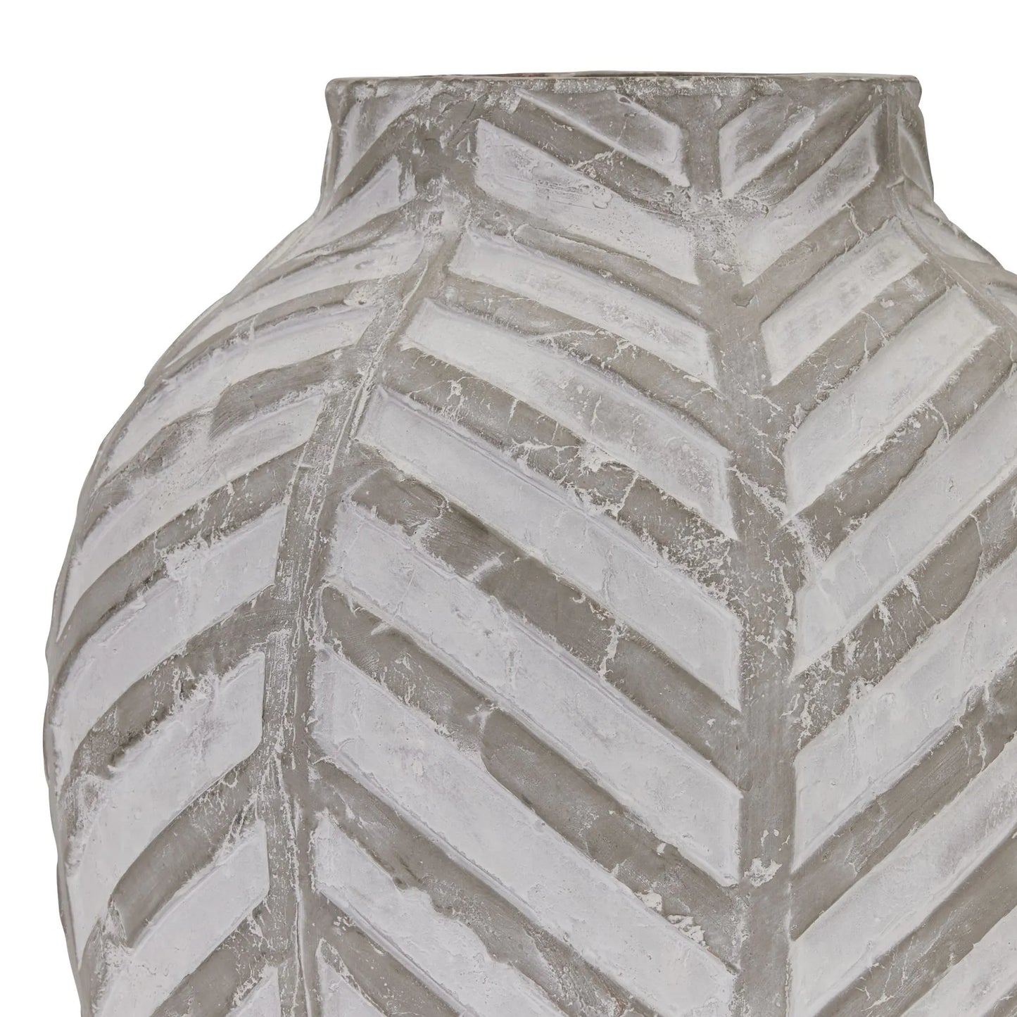 Stone-Coloured Ceramic Vase with Textured Herringbone Pattern – Rustic Decorative Vase for Home Decor 36x30cm - Click Style