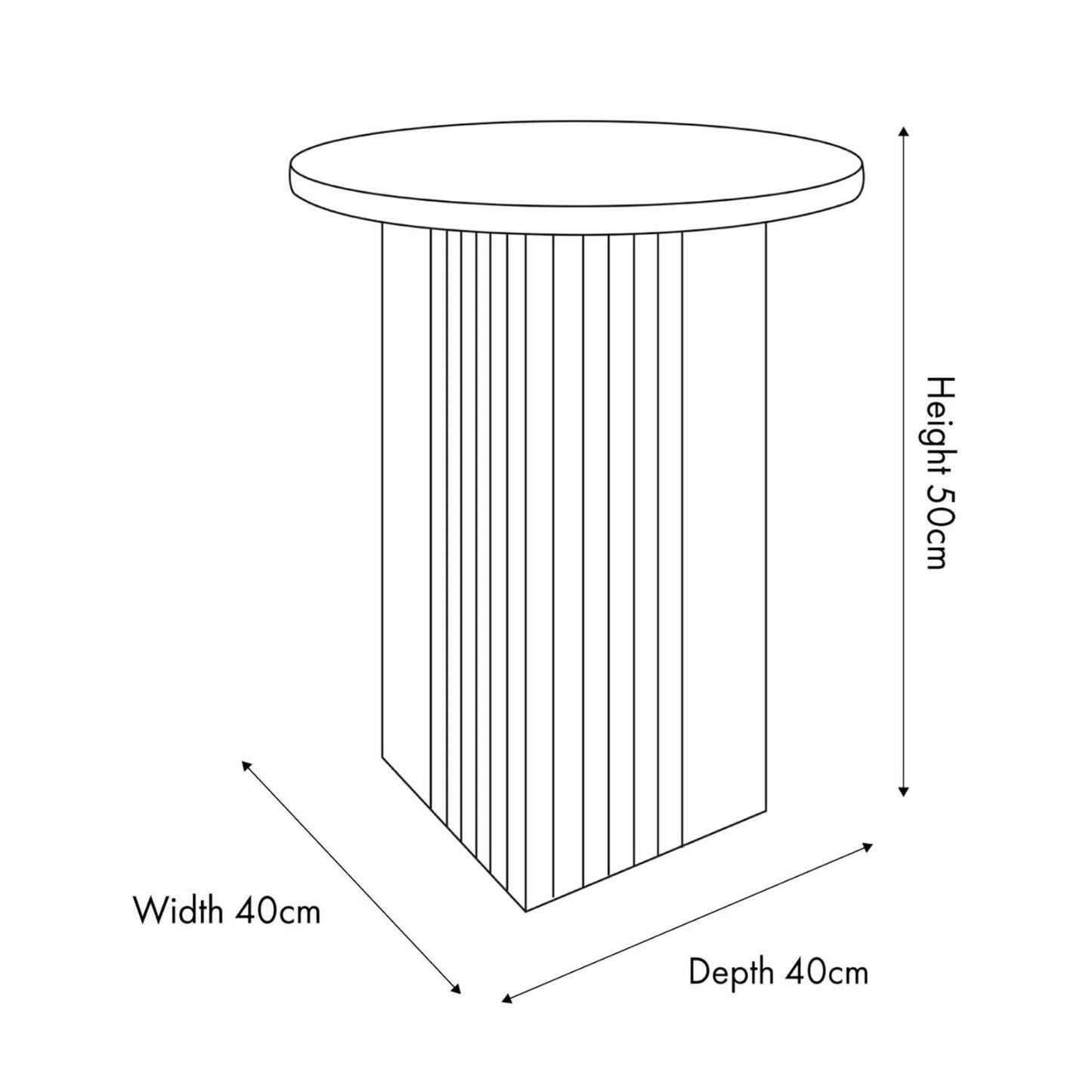 Stone Concrete Effect Round Pedestal Side Table with Vertical Grooved Base – Modern Beige & Grey Stone Effect Accent or Occasional Table with Textured Round Top for Living Rooms, Bedrooms & Contemporary Interiors Dimensions 50x40x40cm | Click Style