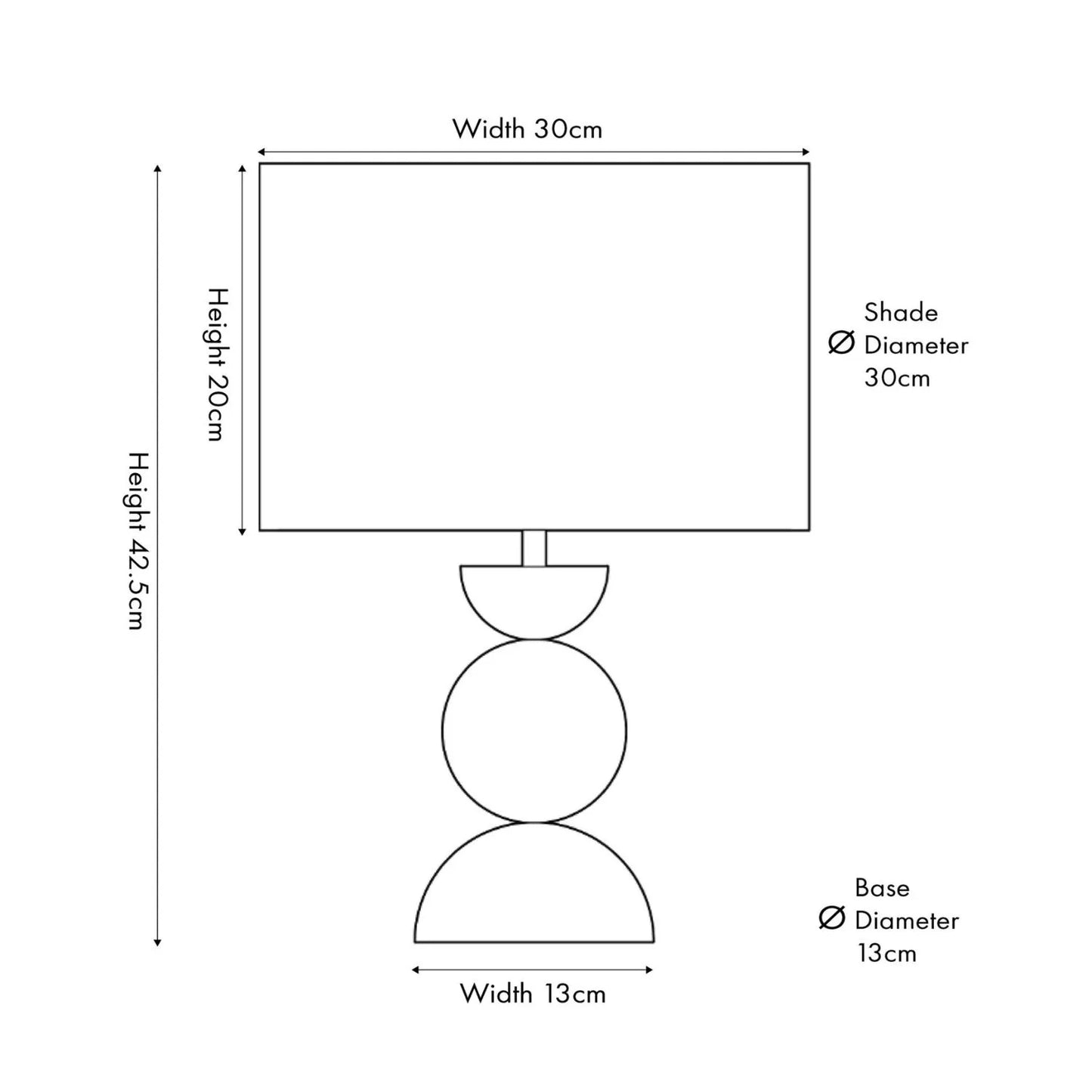 Textured Graphite Grey Metal Ball Table Lamp Base with White Linen Drum Shade – Sculptural Stacked Dome & Sphere Design Dimensions 49x30x30cm | Click Style
