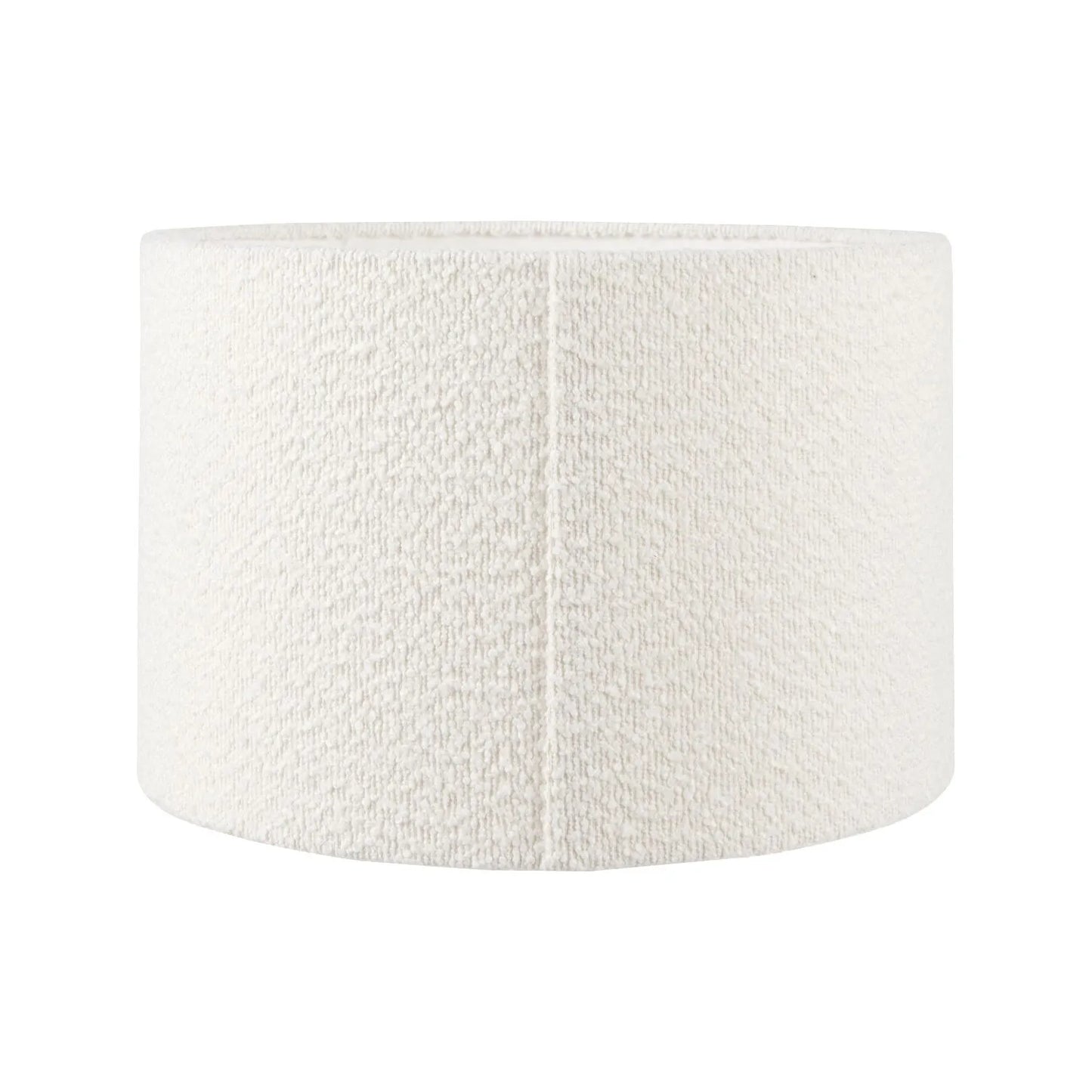 White Bouclé Drum Lampshade with Teddy Textured Fabric – Cylinder Light Shade for Ceiling Table and Floor Lamps 50cm/20in - Click Style