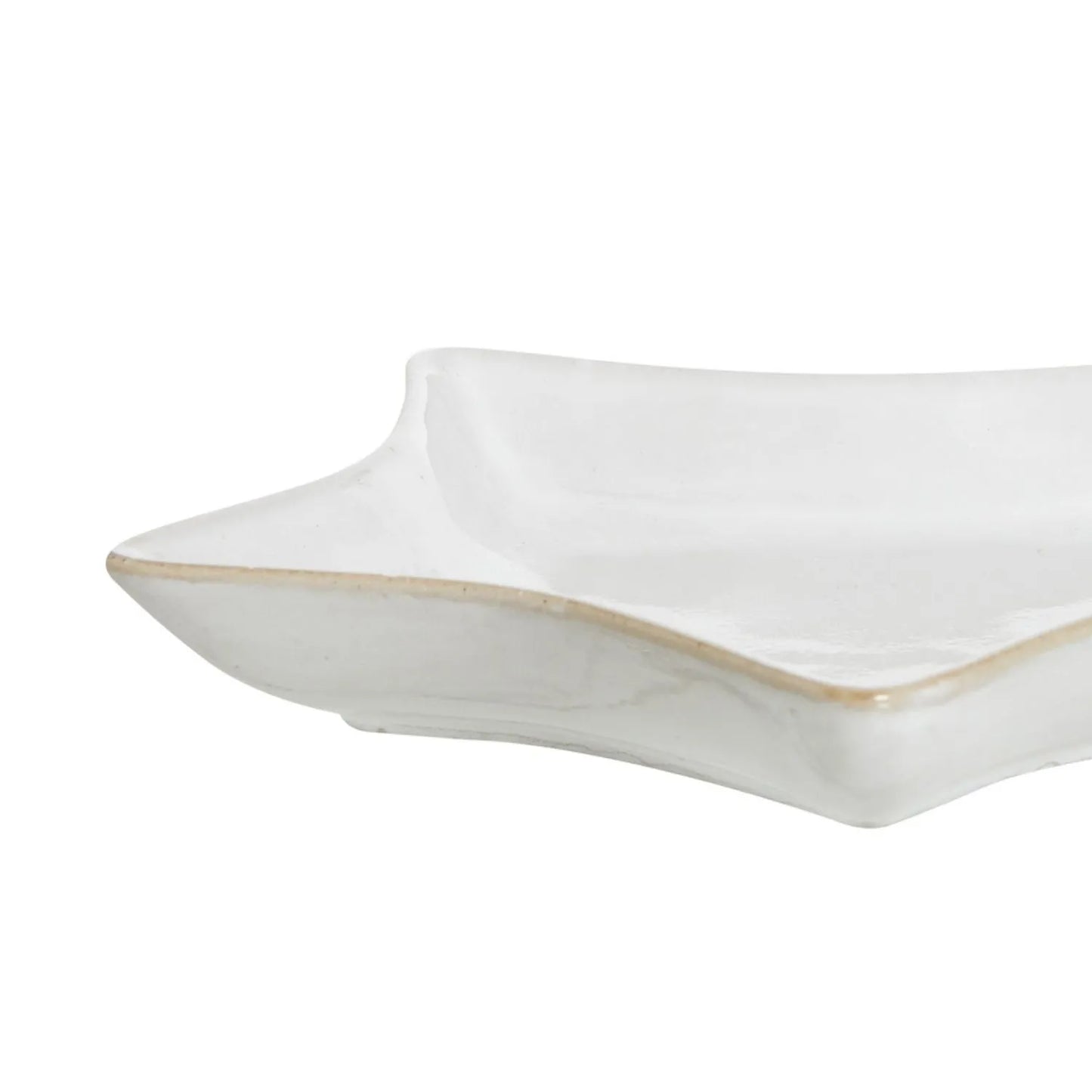 White & Beige Ceramic Star-Shaped Dish – Decorative Serving Plate for Home Decor 19x17cm - Click Style