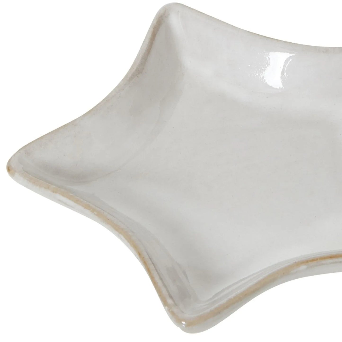 White & Beige Small Ceramic Star-Shaped Dish – Decorative Serving Plate for Home Decor 13x13cm - Click Style