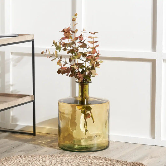 Amber Yellow Recycled Glass Bottle Floor Vase – Click Style