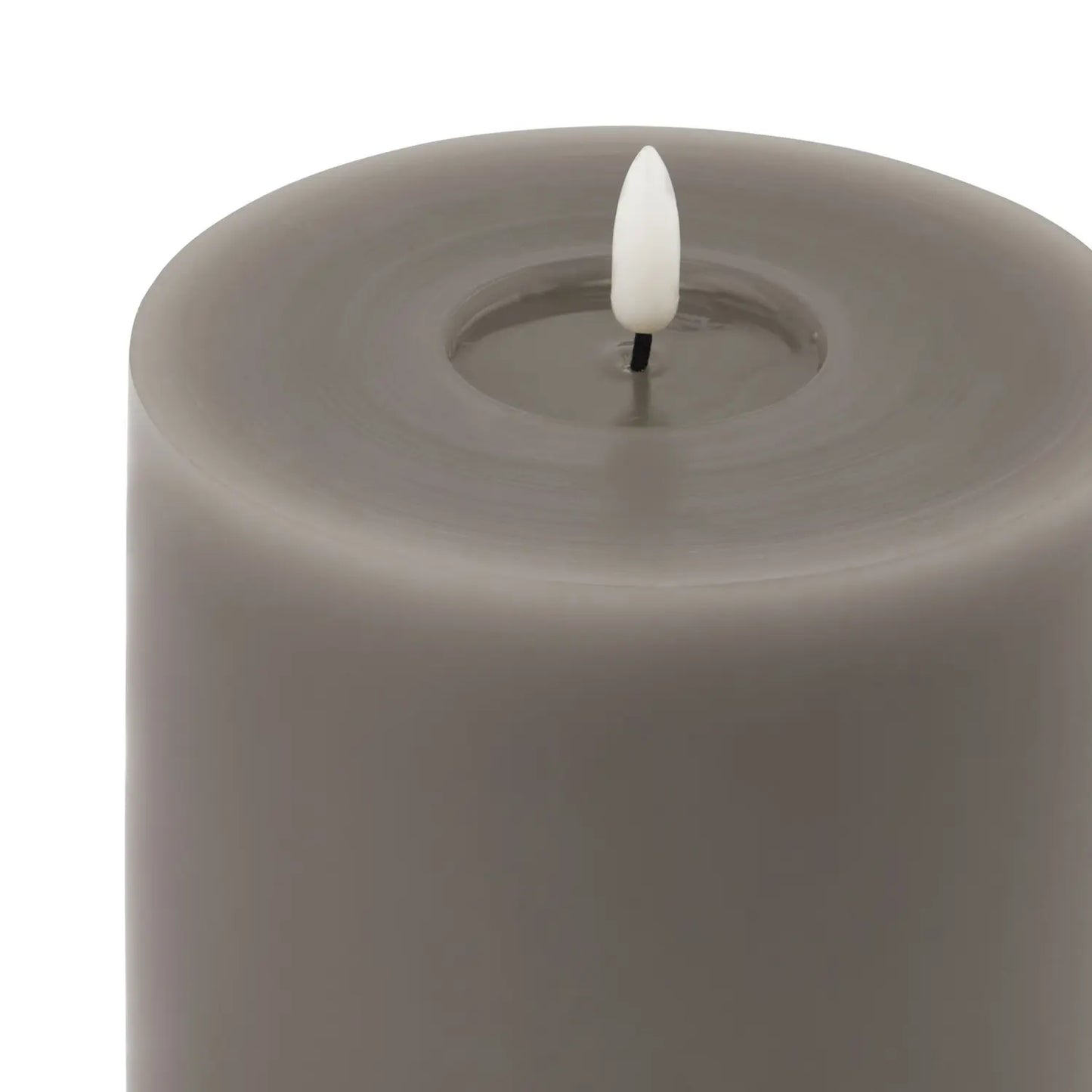 Grey LED Pillar Candle with Flickering Flame 13x13cm – Click Style
