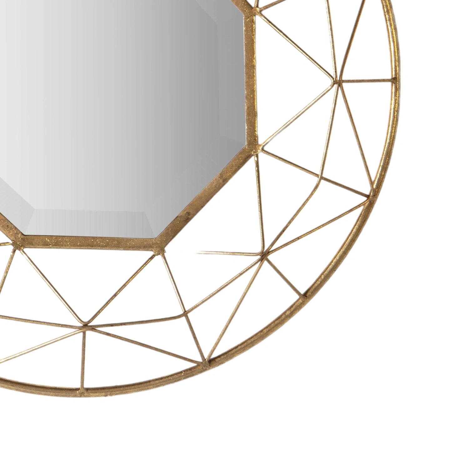 Large Modern Round 3D Geometric Gold Wall Mirror 88.5x8cm | Click Style