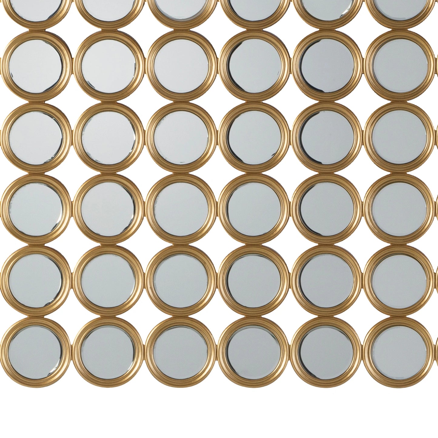 Large Square Decorative Multi Gold Framed Circles Wall Mirror 104x104x1.7cm – Click Style
