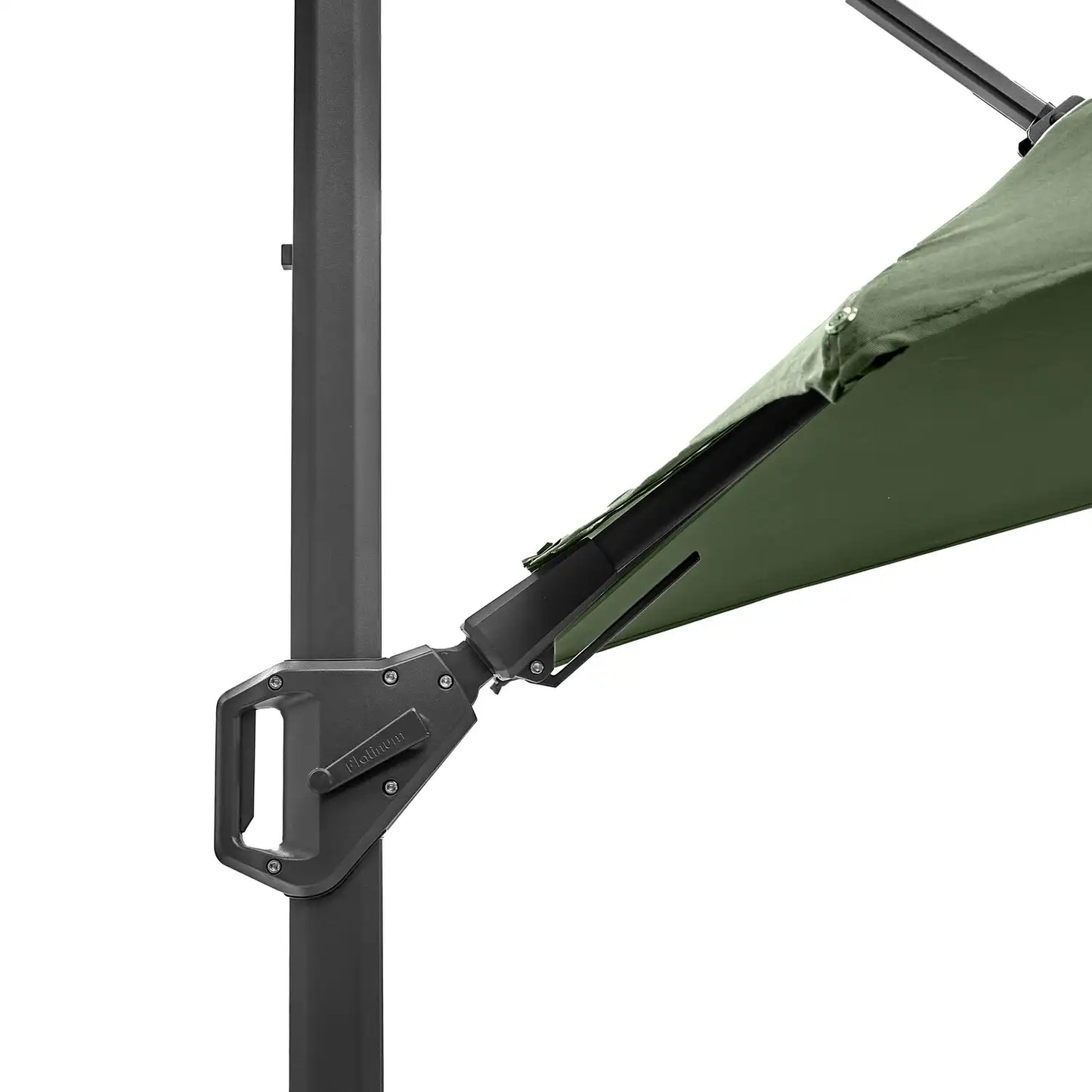 Platinum Challenger T2 3m Square Cantilever Garden Parasol in Olive Green with 360 Degree Rotation and Double Tilt System | Click Style