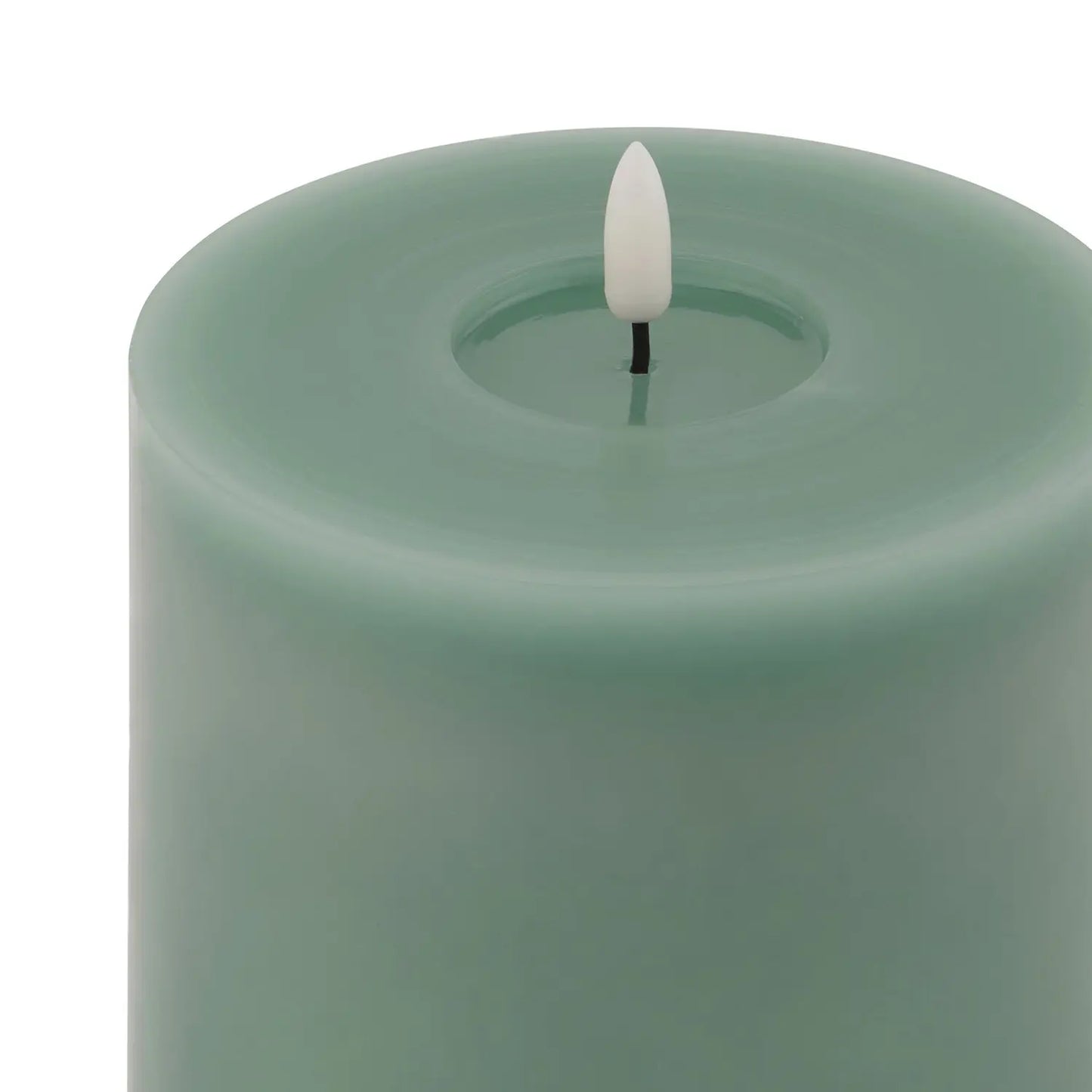 Sage Green LED Pillar Candle with Flickering Flame 13x13cm – Click Style